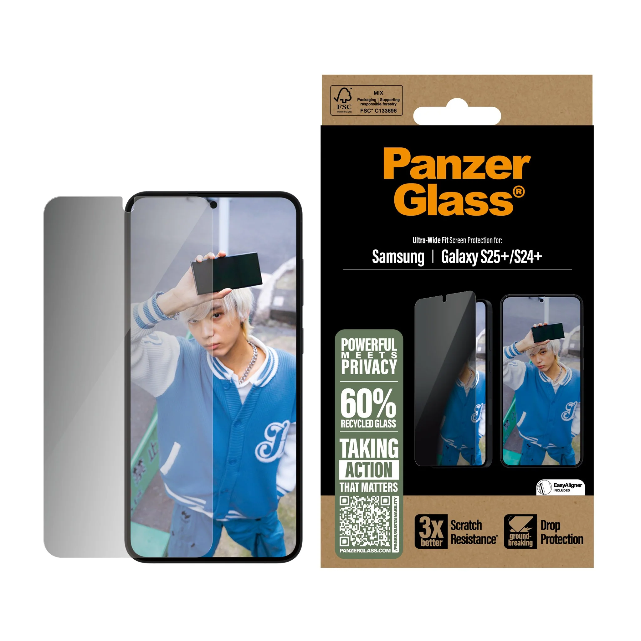 PanzerGlass® 2-Way Privacy Screen Protector Samsung Galaxy S25+ | S24+ | Ultra-Wide Fit - Image 2