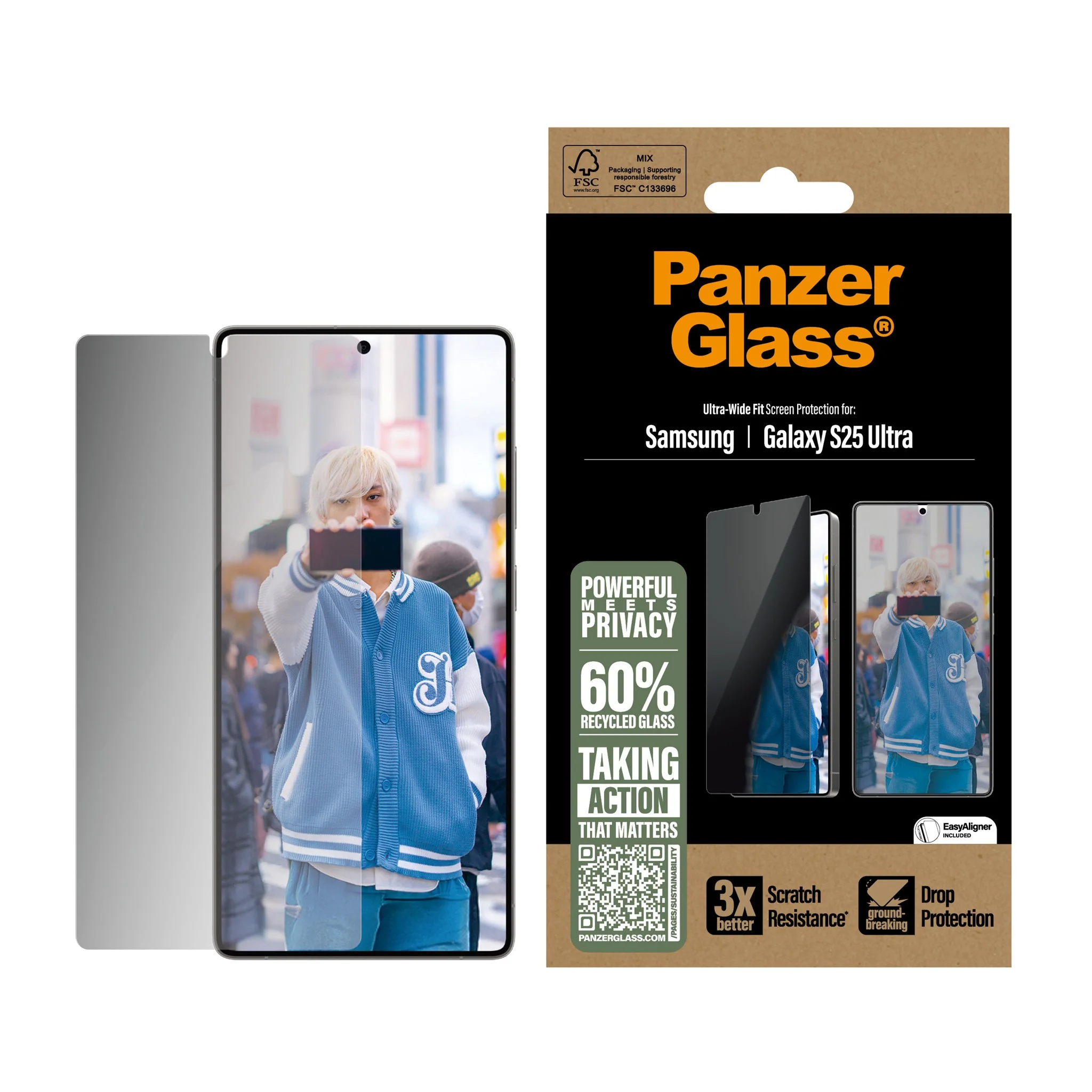 PanzerGlass® 2-Way Privacy Screen Protector Samsung Galaxy S25 Ultra | Ultra-Wide Fit - Image 2