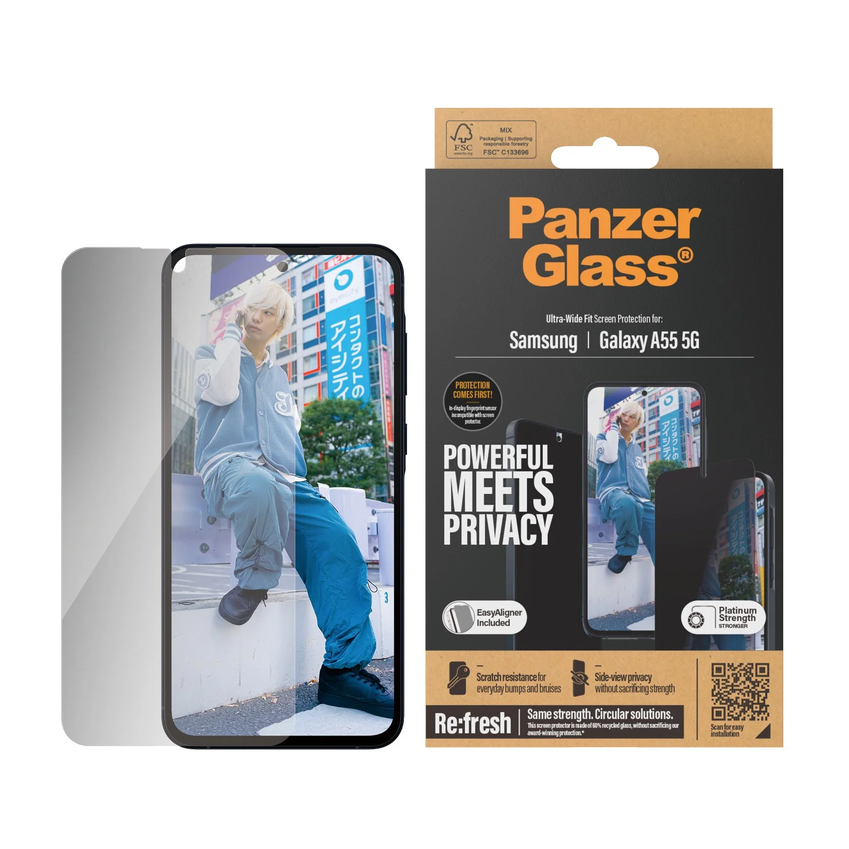 PanzerGlass® Privacy Screen Protector Samsung Galaxy A55 5G | Ultra-Wide Fit - Image 2