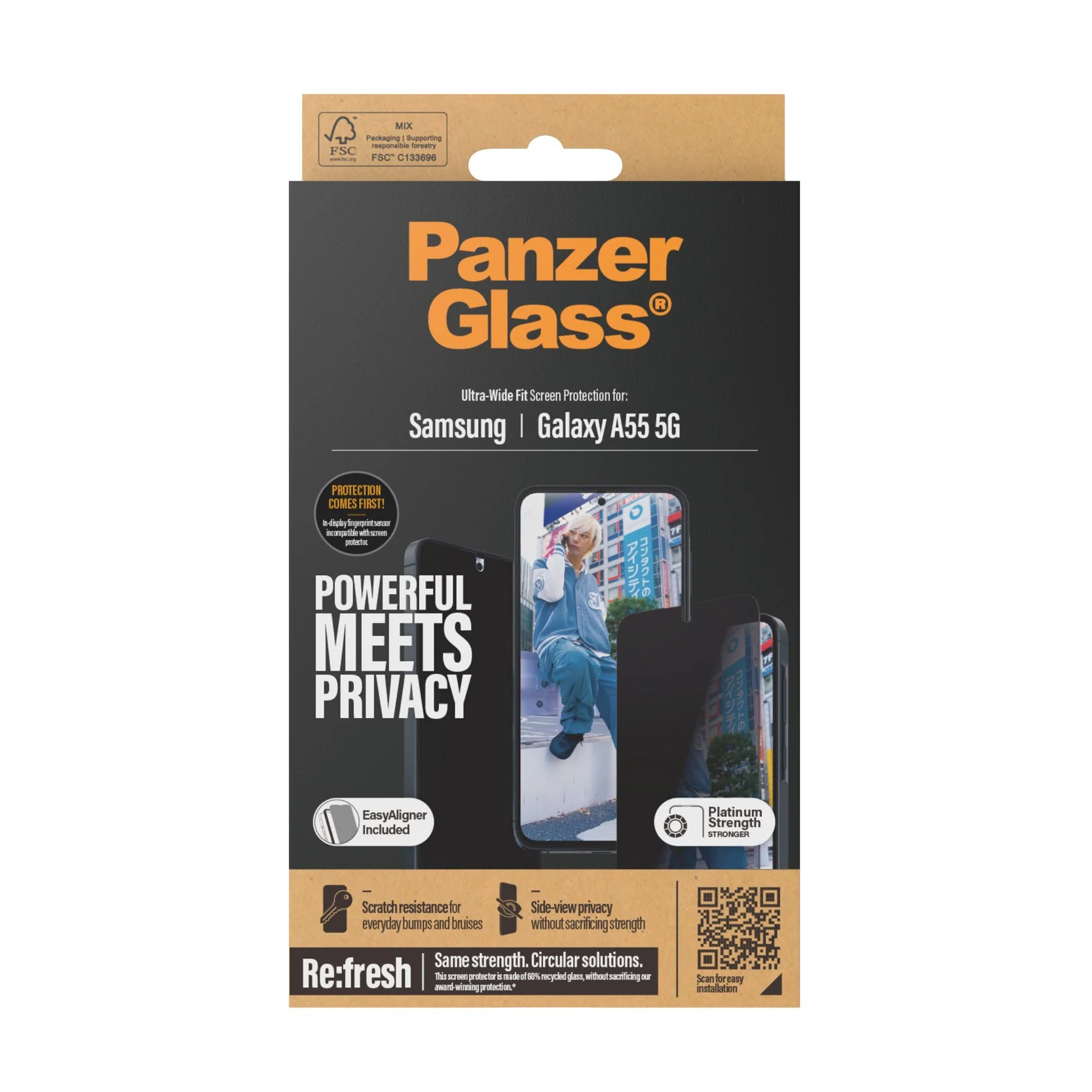 PanzerGlass® Privacy Screen Protector Samsung Galaxy A55 5G | Ultra-Wide Fit - Image 3