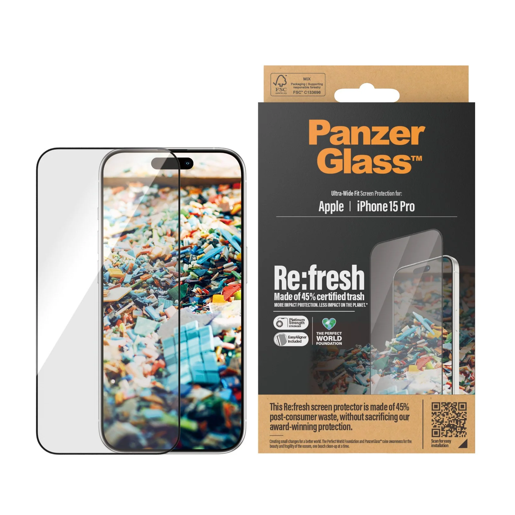 PanzerGlass® Re:fresh Screen Protector iPhone 15 Pro | Ultra-Wide Fit w. EasyAligner - Image 2