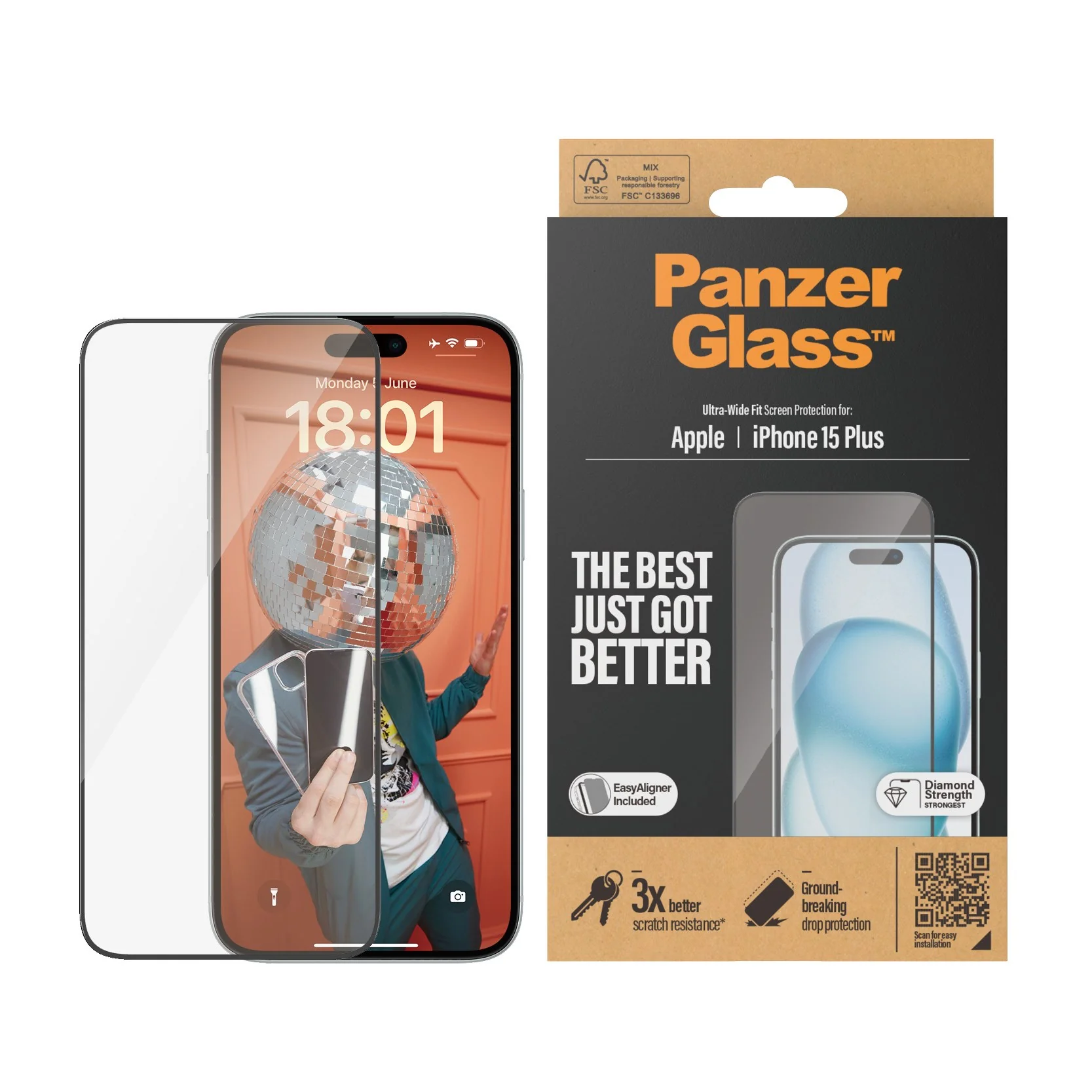 PanzerGlass® Screen Protector iPhone 15 Plus | Ultra-Wide Fit w. EasyAligner - Image 2