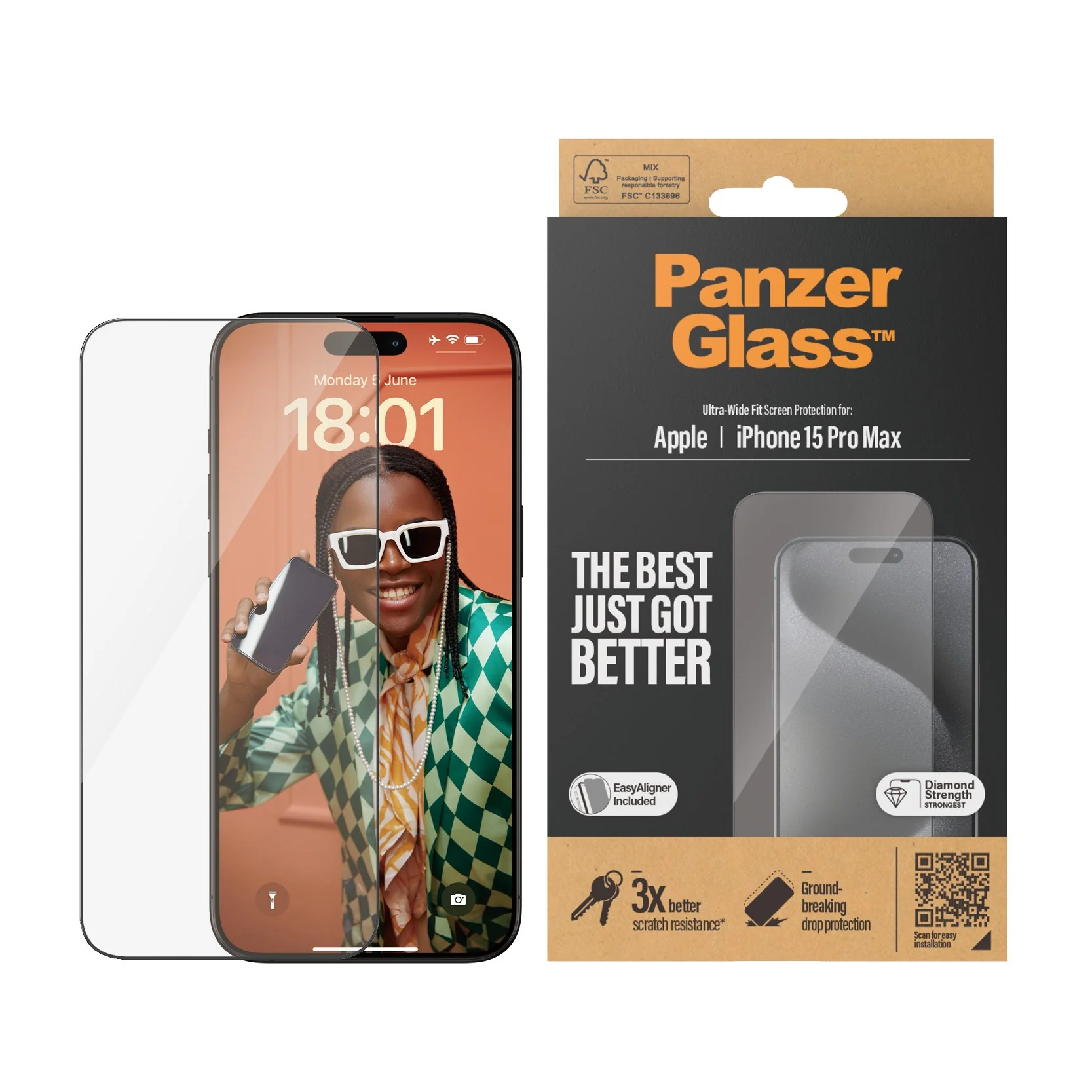PanzerGlass® Screen Protector iPhone 15 Pro Max | Ultra-Wide Fit w. EasyAligner - Image 2
