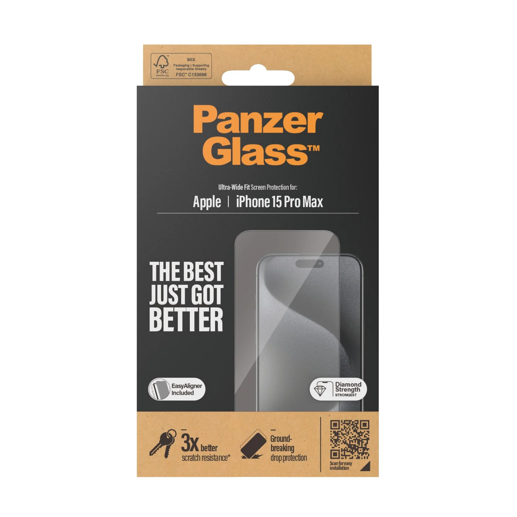PanzerGlass® Screen Protector iPhone 15 Pro Max | Ultra-Wide Fit w. EasyAligner - Image 3