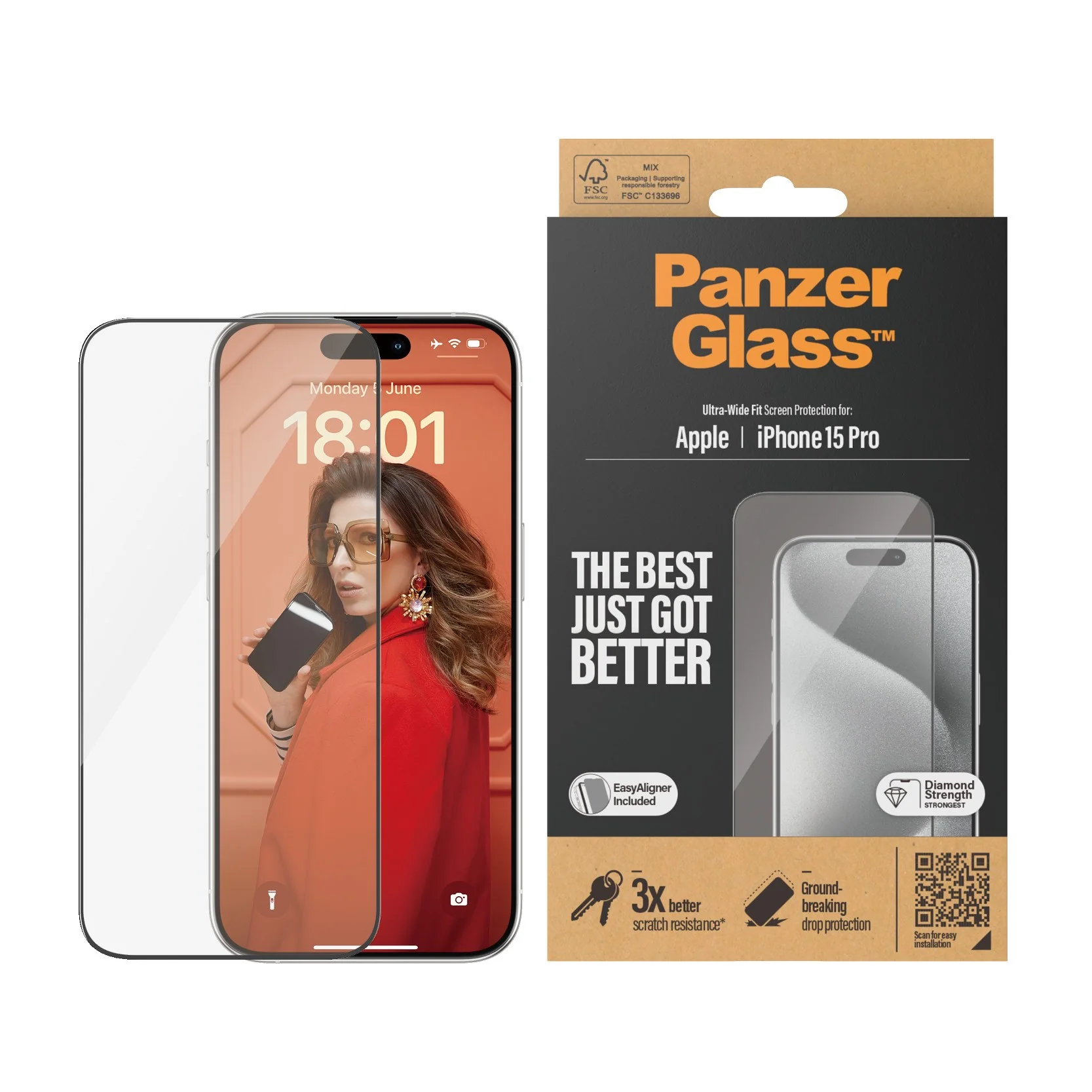 PanzerGlass® Screen Protector iPhone 15 Pro | Ultra-Wide Fit w. EasyAligner - Image 2