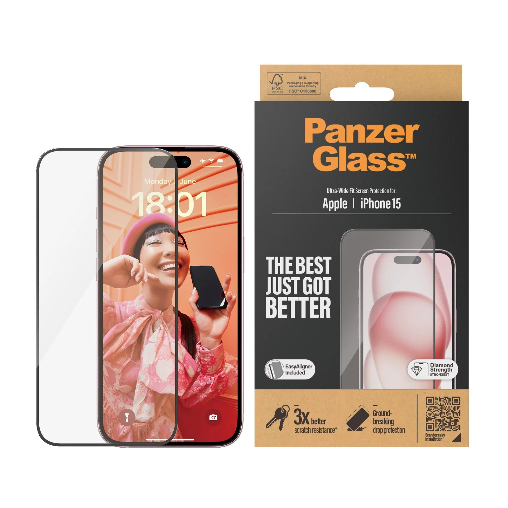 PanzerGlass® Screen Protector iPhone 15 | Ultra-Wide Fit w. EasyAligner - Image 2