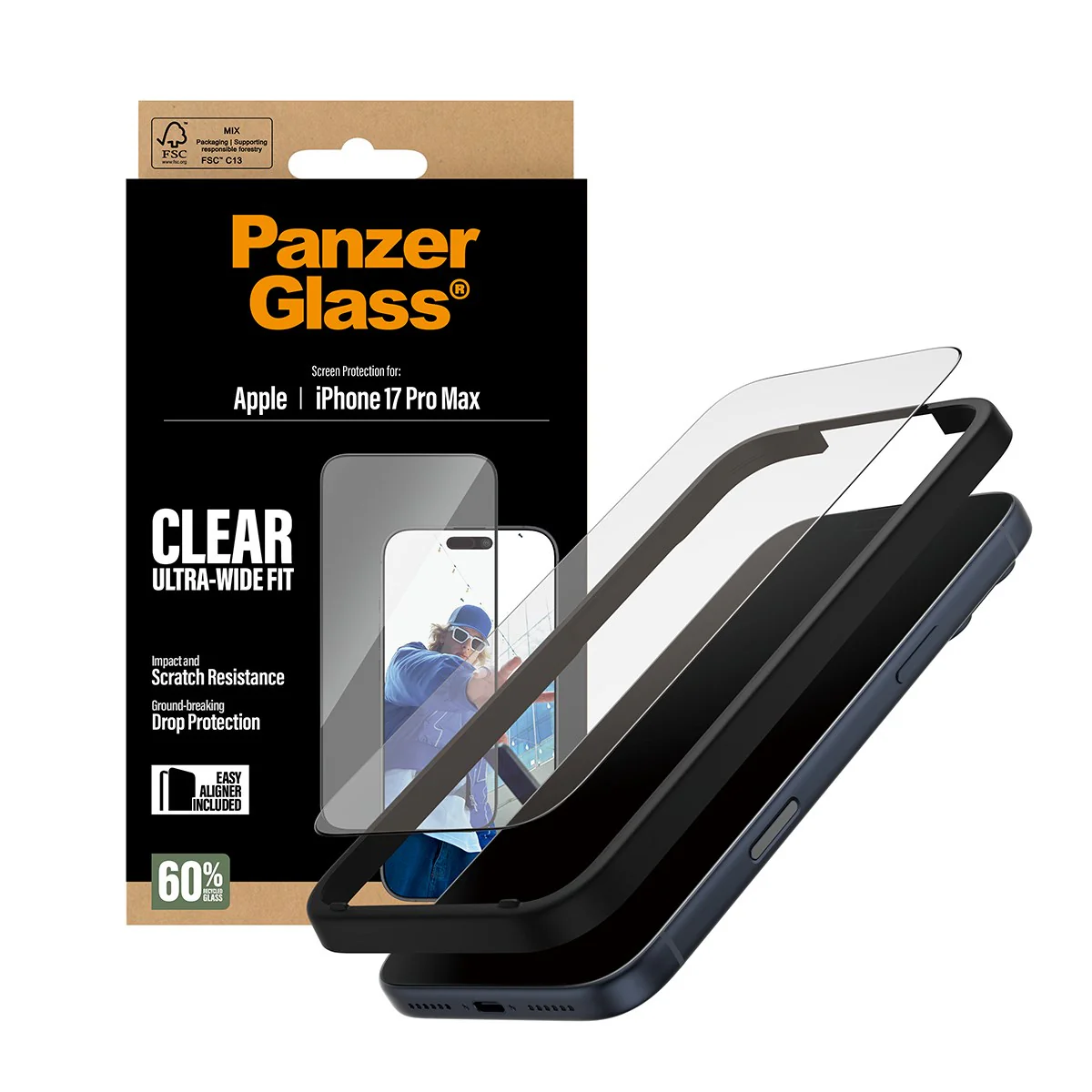 PanzerGlass® Screen Protector iPhone 17 Pro Max | Ultra-Wide Fit w. EasyAligner - Image 5