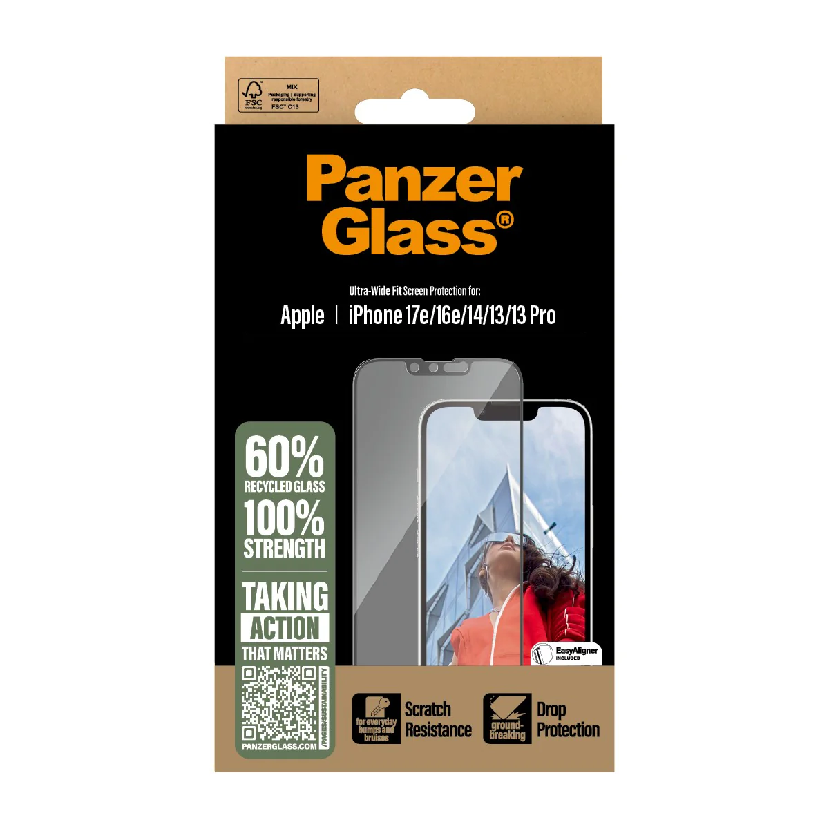PanzerGlass® Screen Protector iPhone 17e | 16e | 14 | 13 | 13 Pro | Ultra-Wide Fit w. EasyAligner - Image 3
