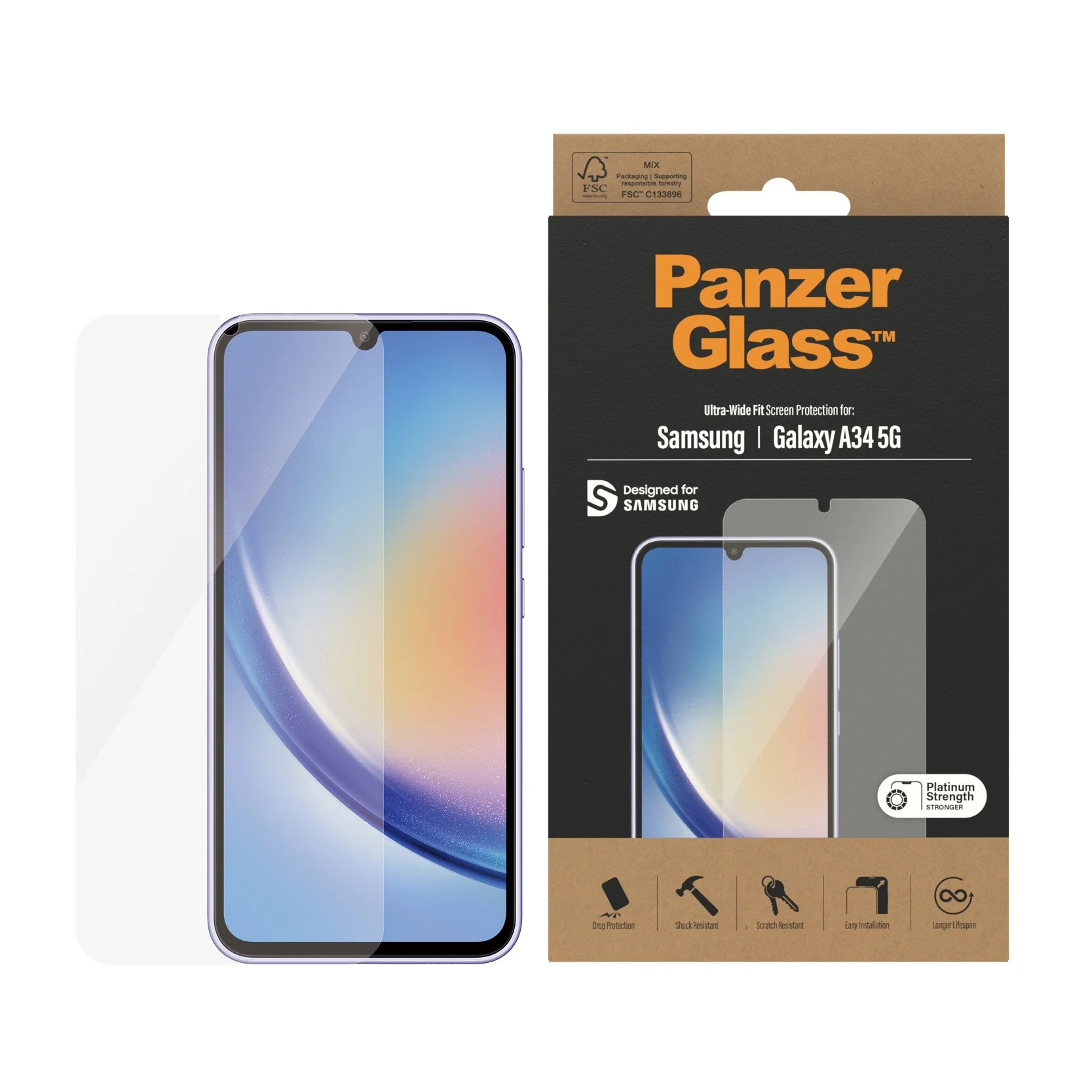 PanzerGlassÂź Screen Protector Samsung Galaxy A34 5G | Ultra-Wide Fit - Image 2