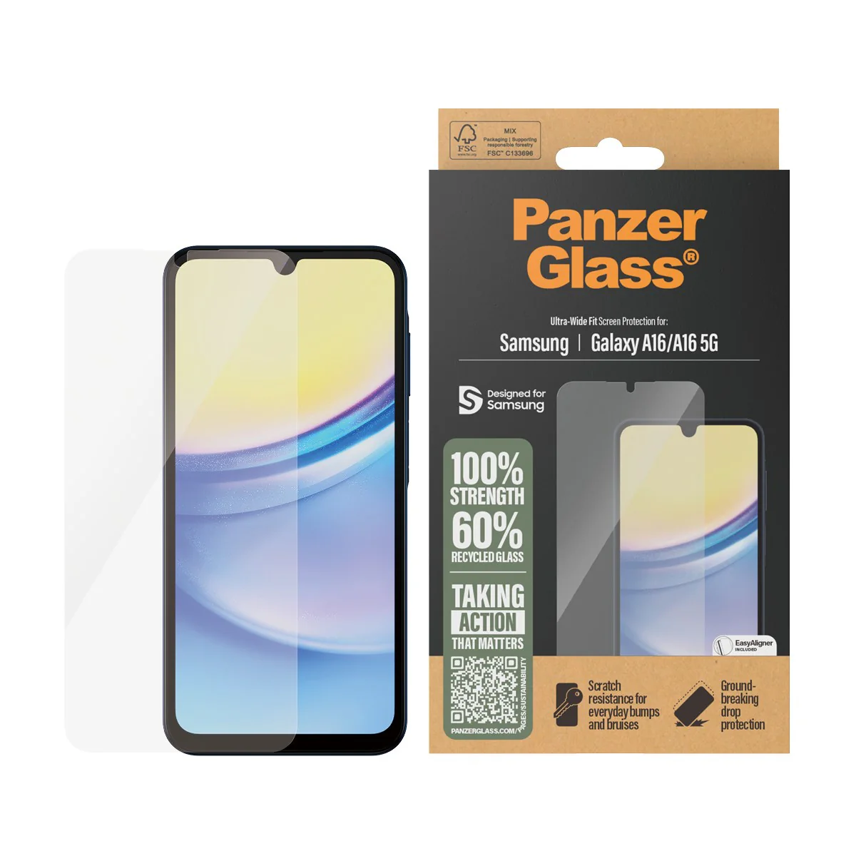 PanzerGlass® Screen Protector Samsung Galaxy A16 | A16 5G | Ultra-Wide Fit w. EasyAligner - Image 2