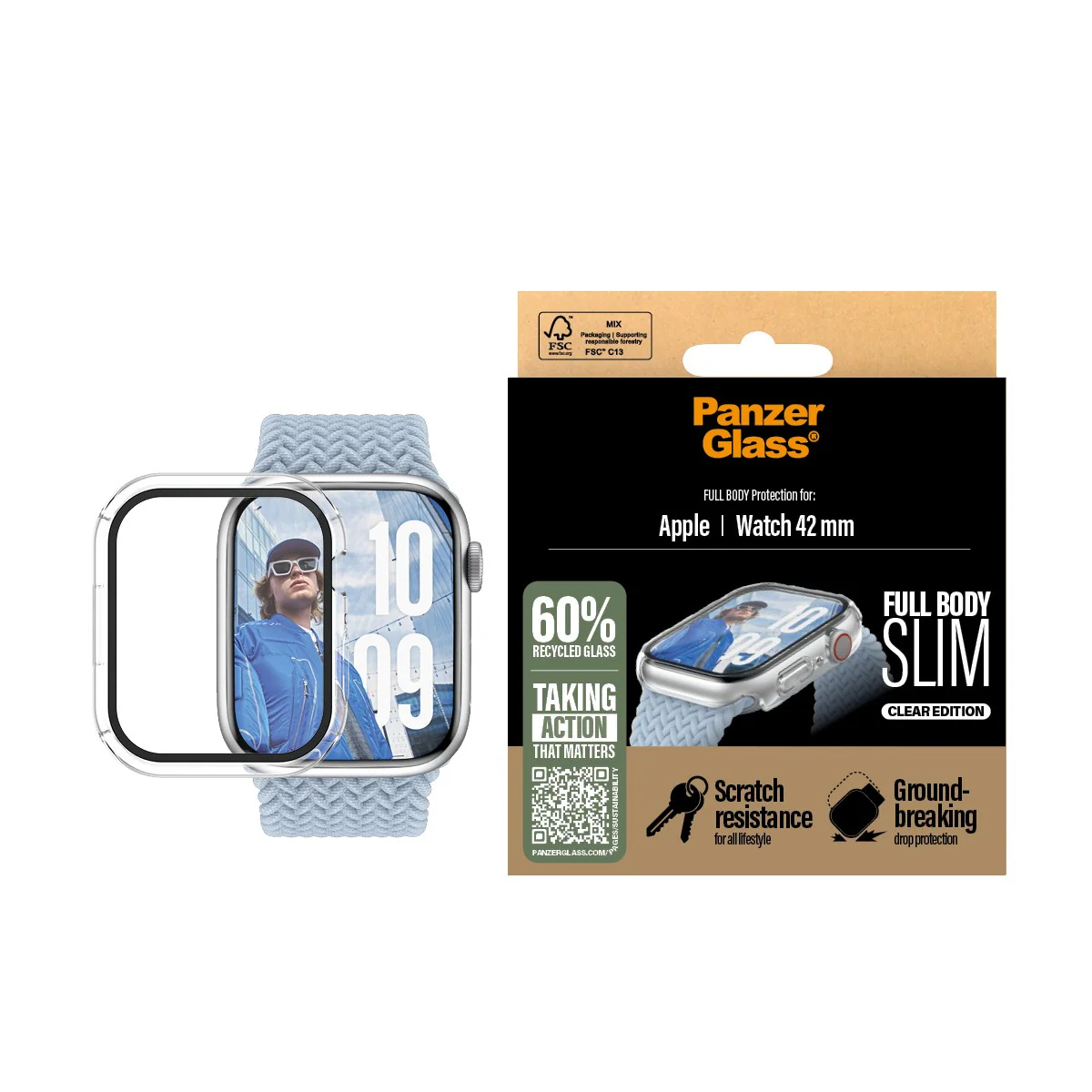 PanzerGlass® Case Full Body Slim Transparent Apple Watch Series 11 | 10 | 42mm - Image 2
