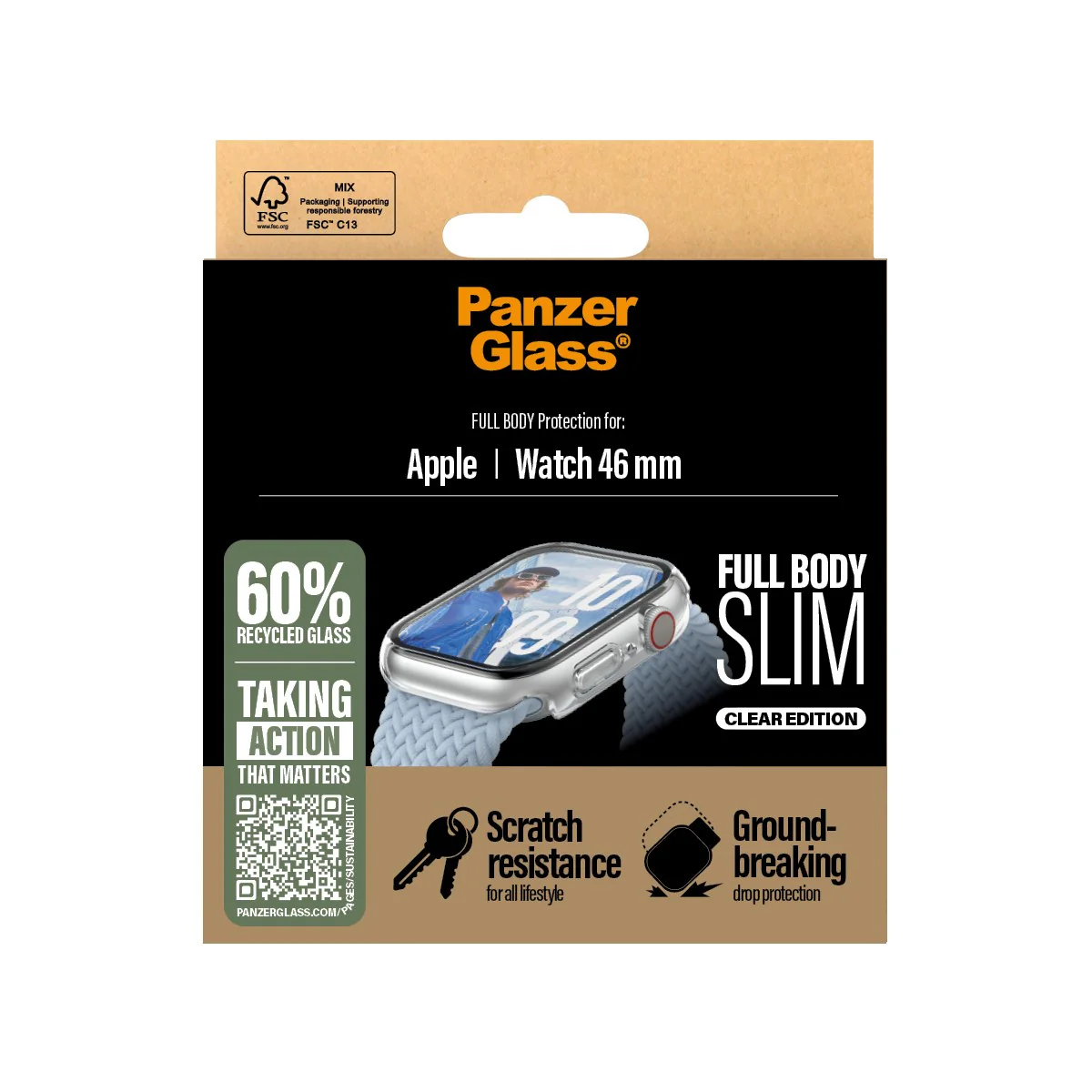 PanzerGlass® Case Full Body Slim Transparent Apple Watch Series 11 | 10 | 46mm - Image 3