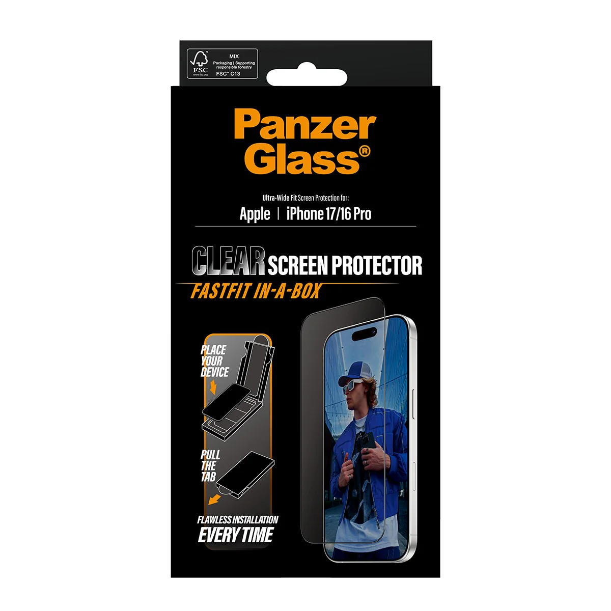 PanzerGlass® Screen Protector iPhone 17 | iPhone 16 Pro | Ultra-Wide Fit w. FASTFIT IN-A-BOX - Image 3