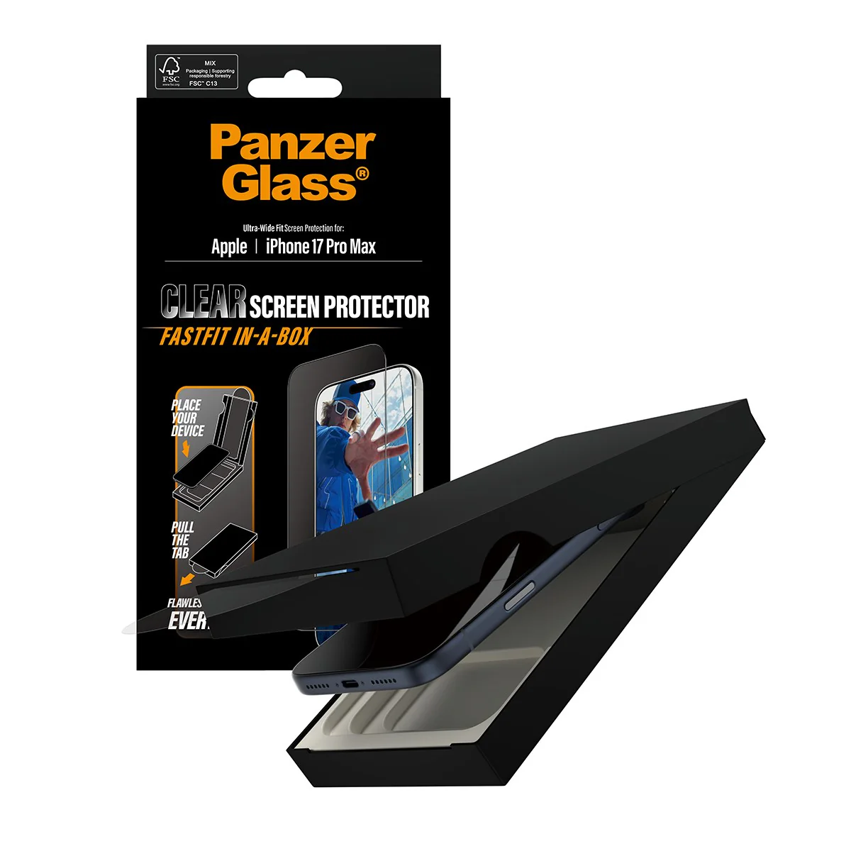 PanzerGlass® Screen Protector iPhone 17 Pro Max | Ultra-Wide Fit w. FASTFIT IN-A-BOX - Image 5
