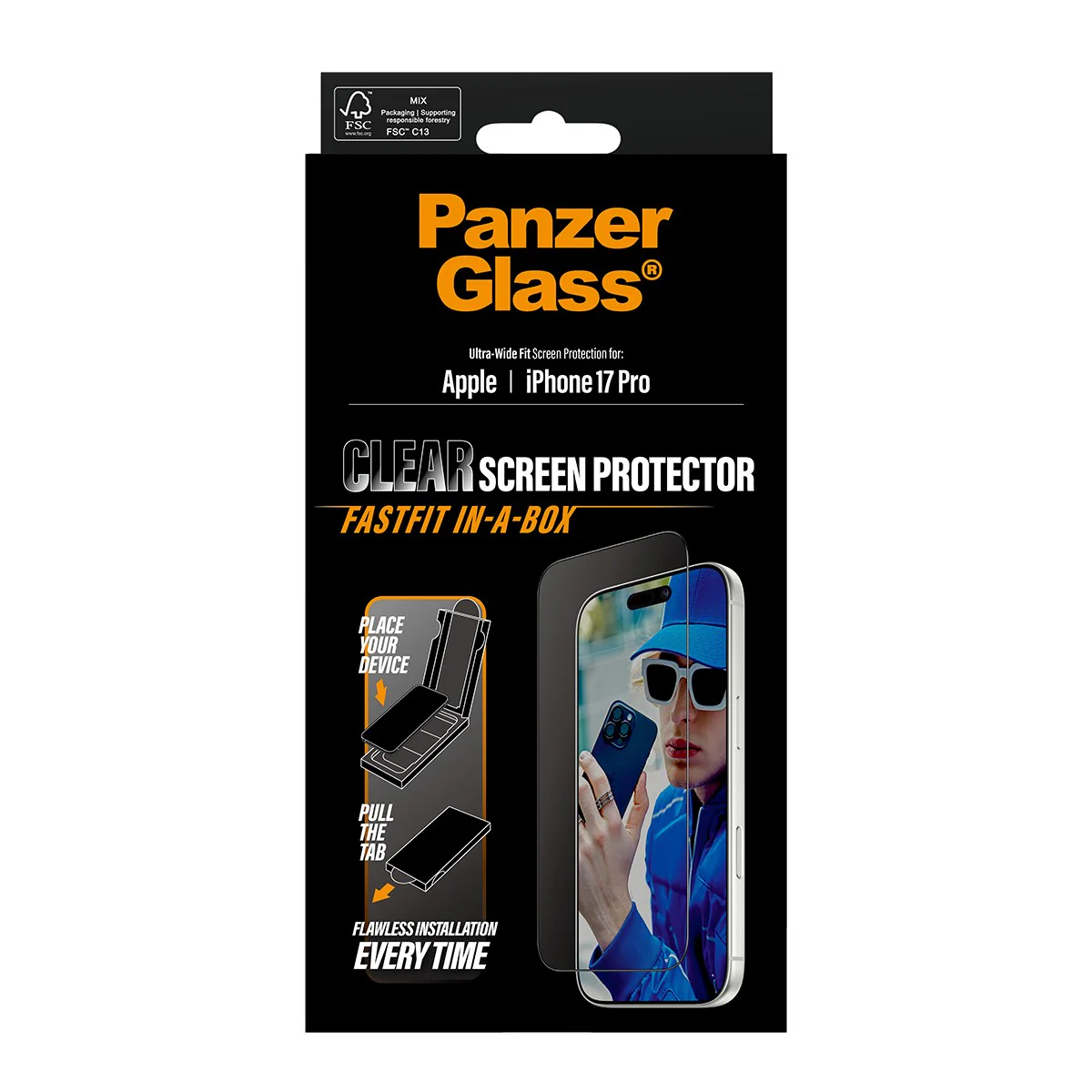 PanzerGlass® Screen Protector iPhone 17 Pro | Ultra-Wide Fit w. FASTFIT IN-A-BOX - Image 3