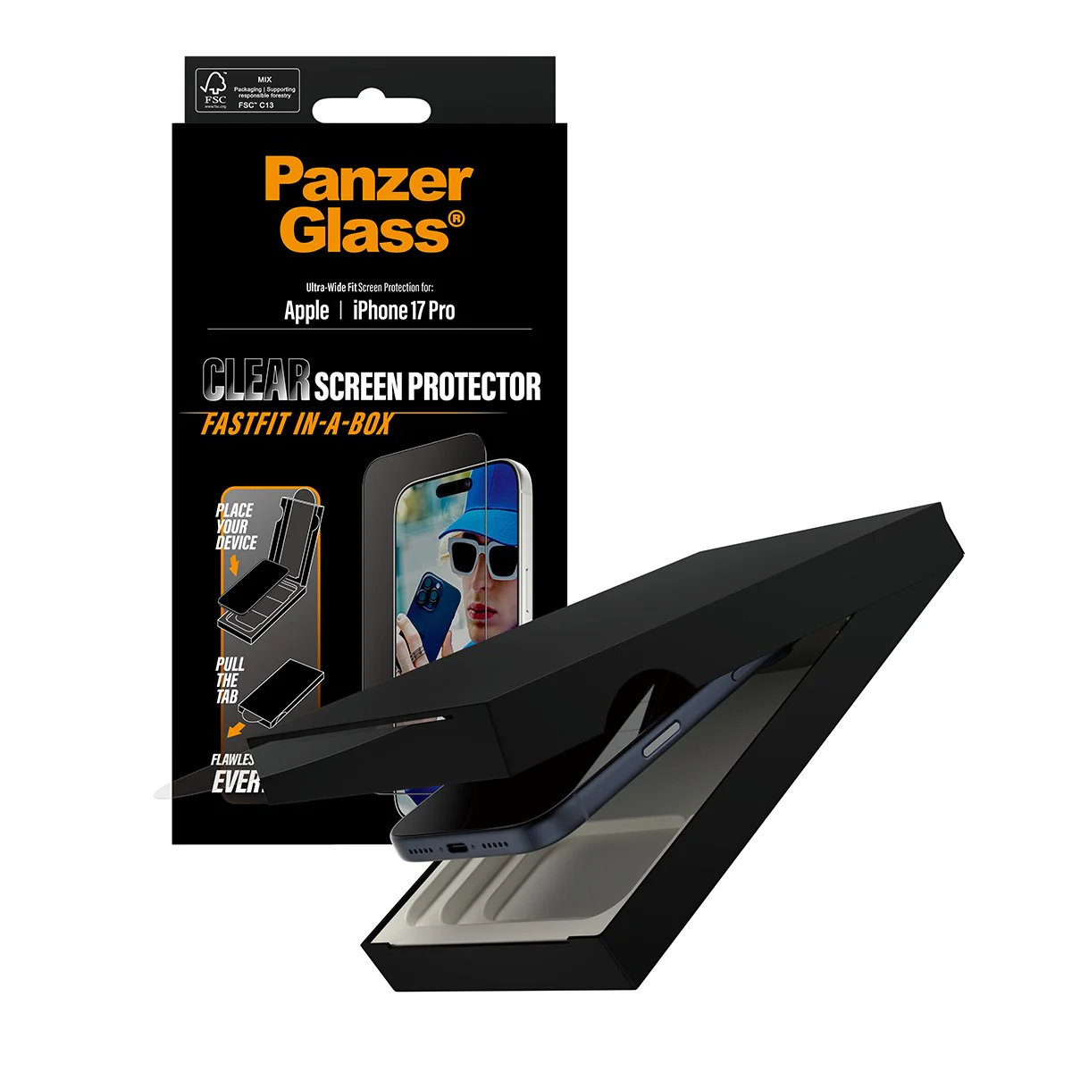 PanzerGlass® Screen Protector iPhone 17 Pro | Ultra-Wide Fit w. FASTFIT IN-A-BOX - Image 5