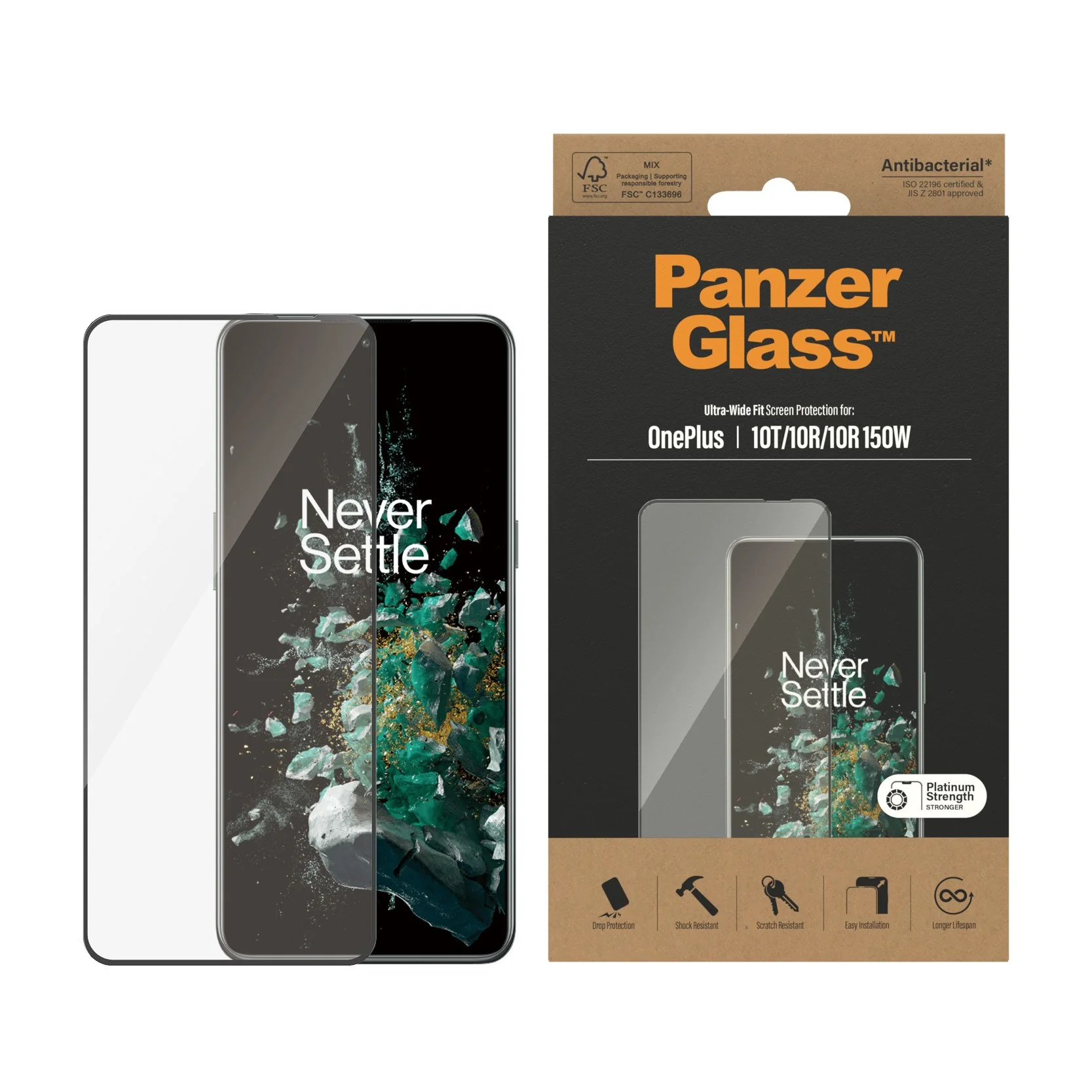 PanzerGlass® Screen Protector OnePlus 10T | 10R | 10R | 150W | Ultra-Wide Fit | Black - Image 2