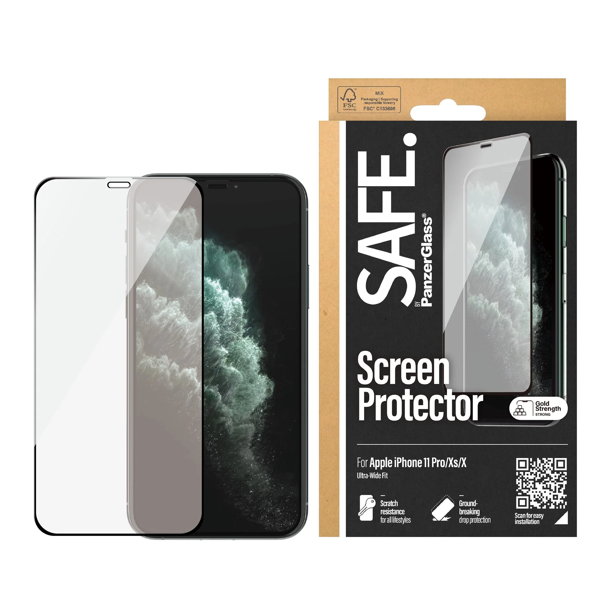 SAFE. by PanzerGlass® Screen Protector iPhone X | Xs | 11 Pro | Edge-to-Edge - Image 2