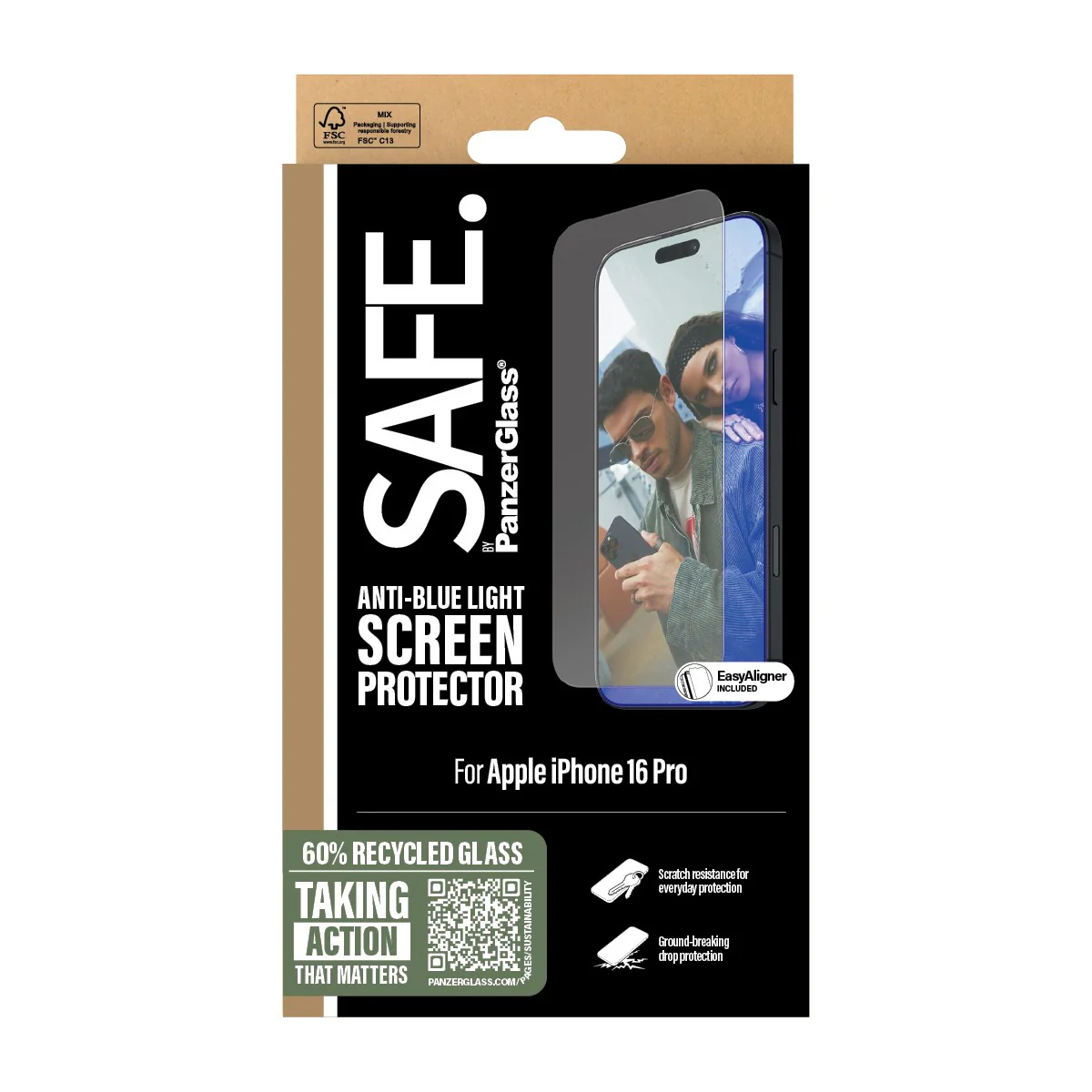 SAFE. by PanzerGlass® Anti-Blue Light Screen Protector iPhone 16 Pro | Ultra-Wide Fit - Image 3