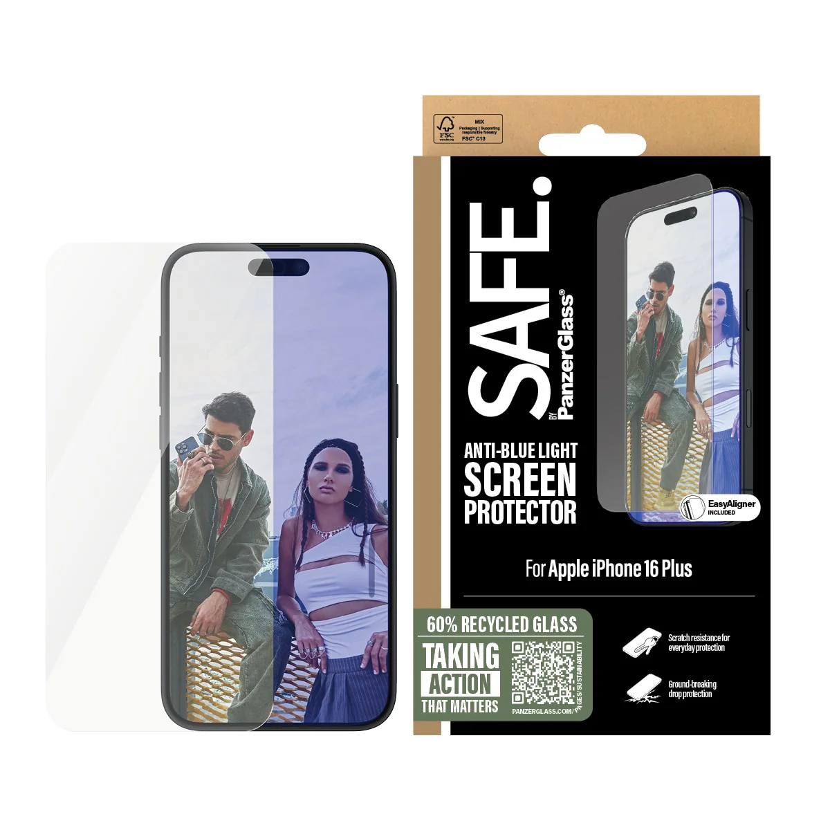 SAFE. by PanzerGlass® Anti-Blue Light Screen Protector iPhone 16 Plus | 15 Plus | Ultra-Wide Fit - Image 2