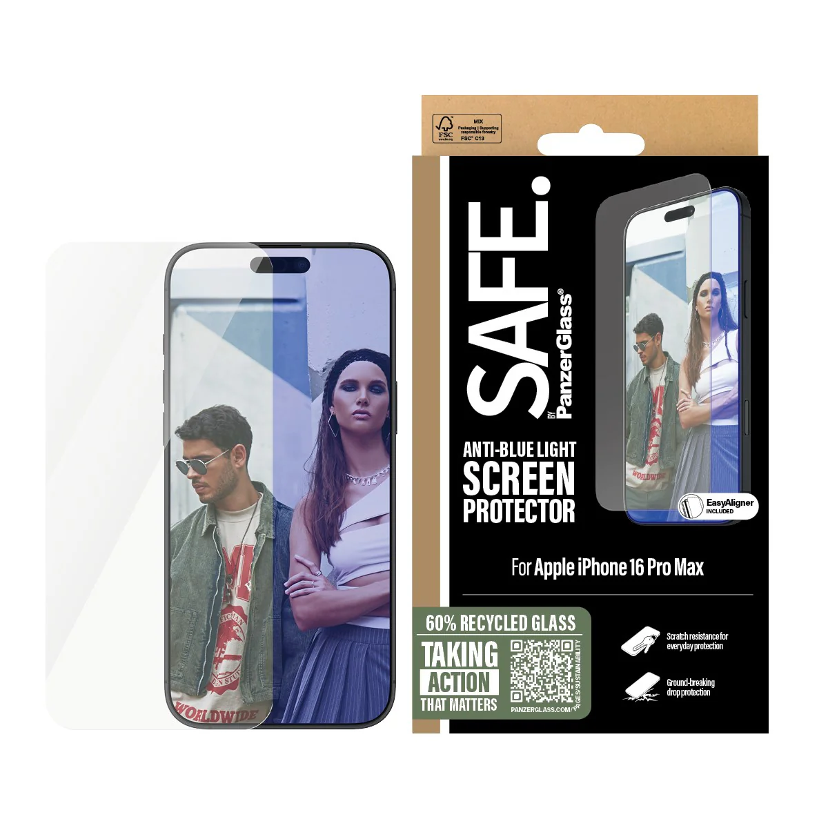 SAFE. by PanzerGlass® Anti-Blue Light Screen Protector iPhone 16 Pro Max | Ultra-Wide Fit - Image 2