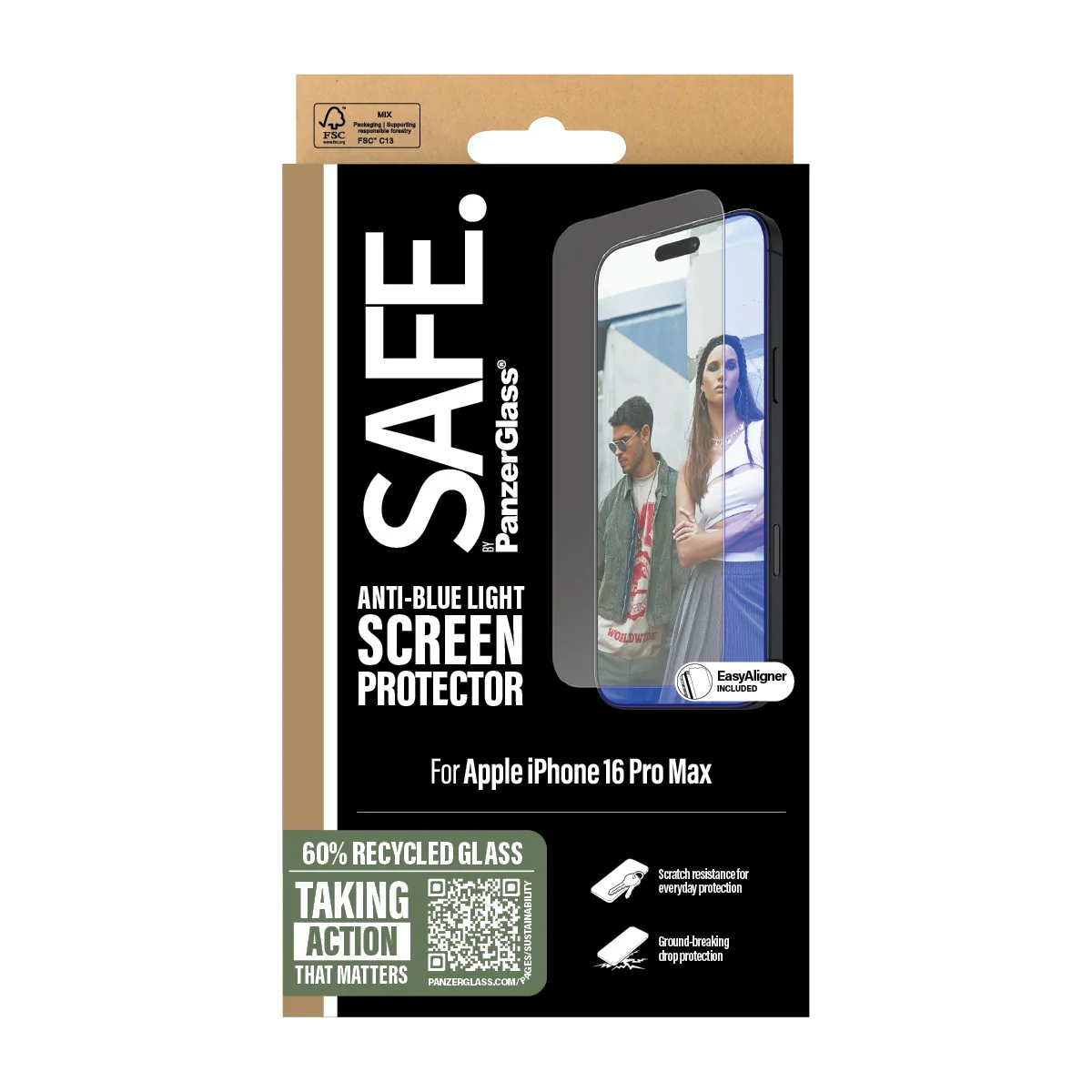 SAFE. by PanzerGlass® Anti-Blue Light Screen Protector iPhone 16 Pro Max | Ultra-Wide Fit - Image 3