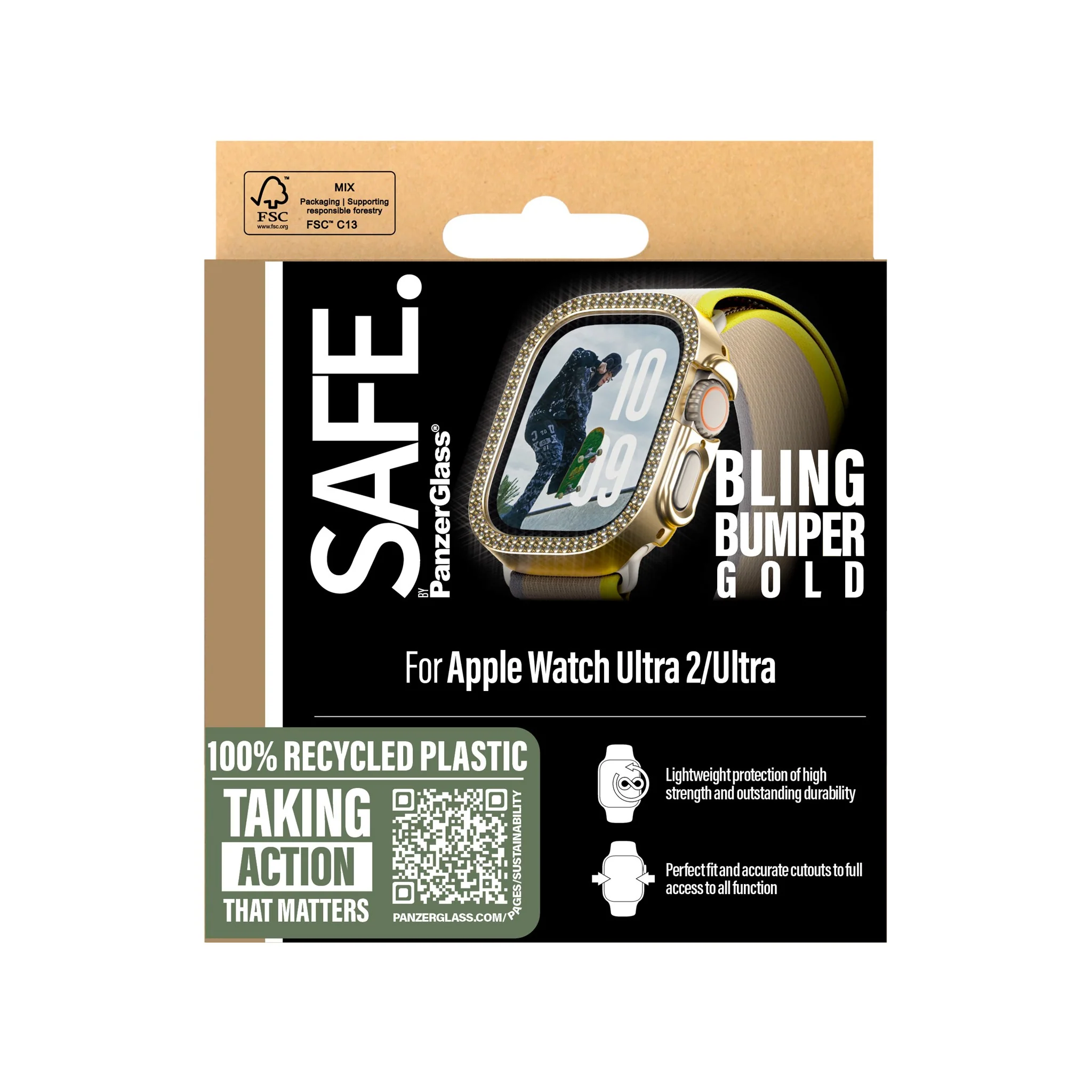 SAFE. by PanzerGlass® Bling Bumper Gold Apple Watch Ultra 3 | Ultra 2 | Ultra | 49mm - Image 3