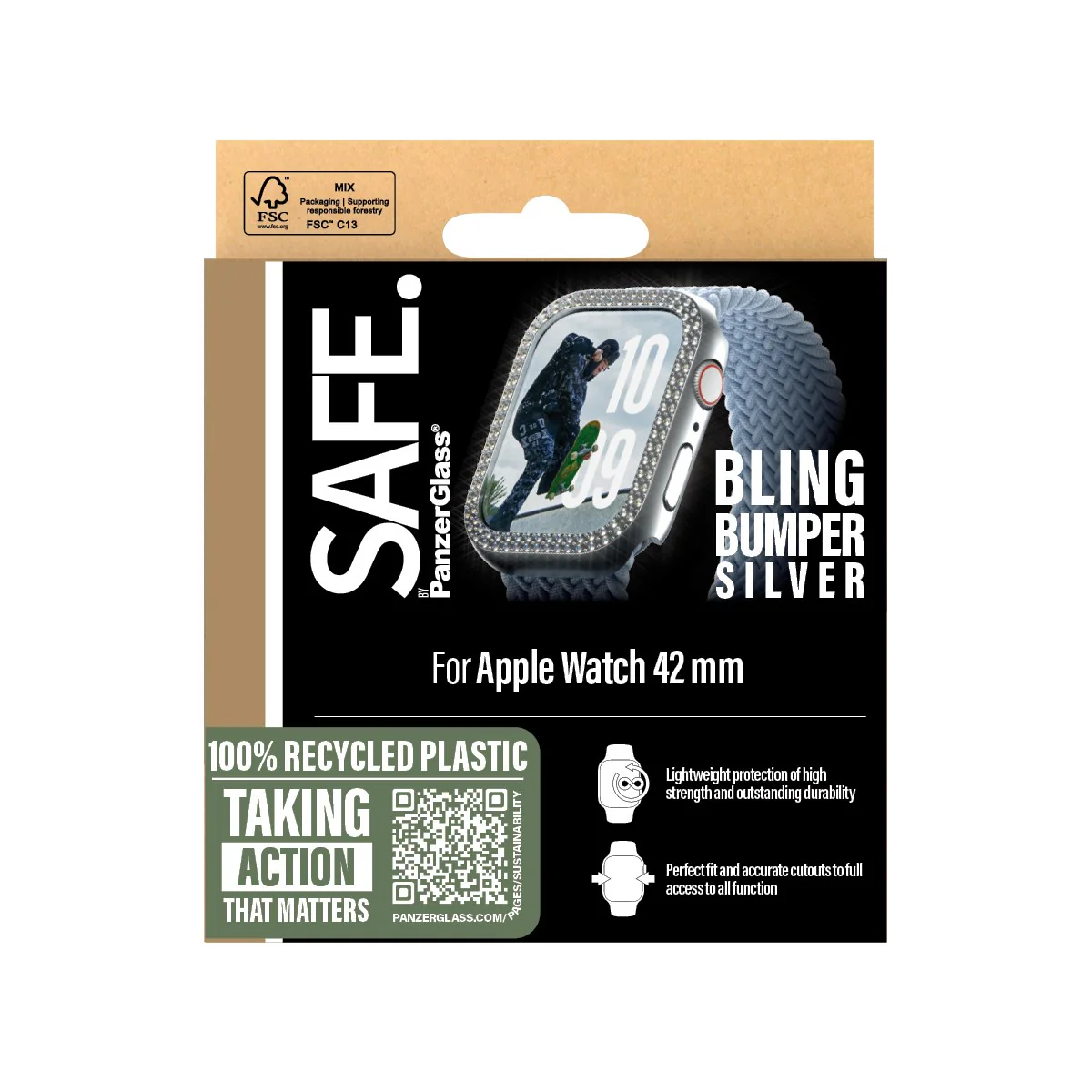 SAFE. by PanzerGlass® Bling Bumper Silver Apple Watch Series 11 | 10 | 42mm - Image 3