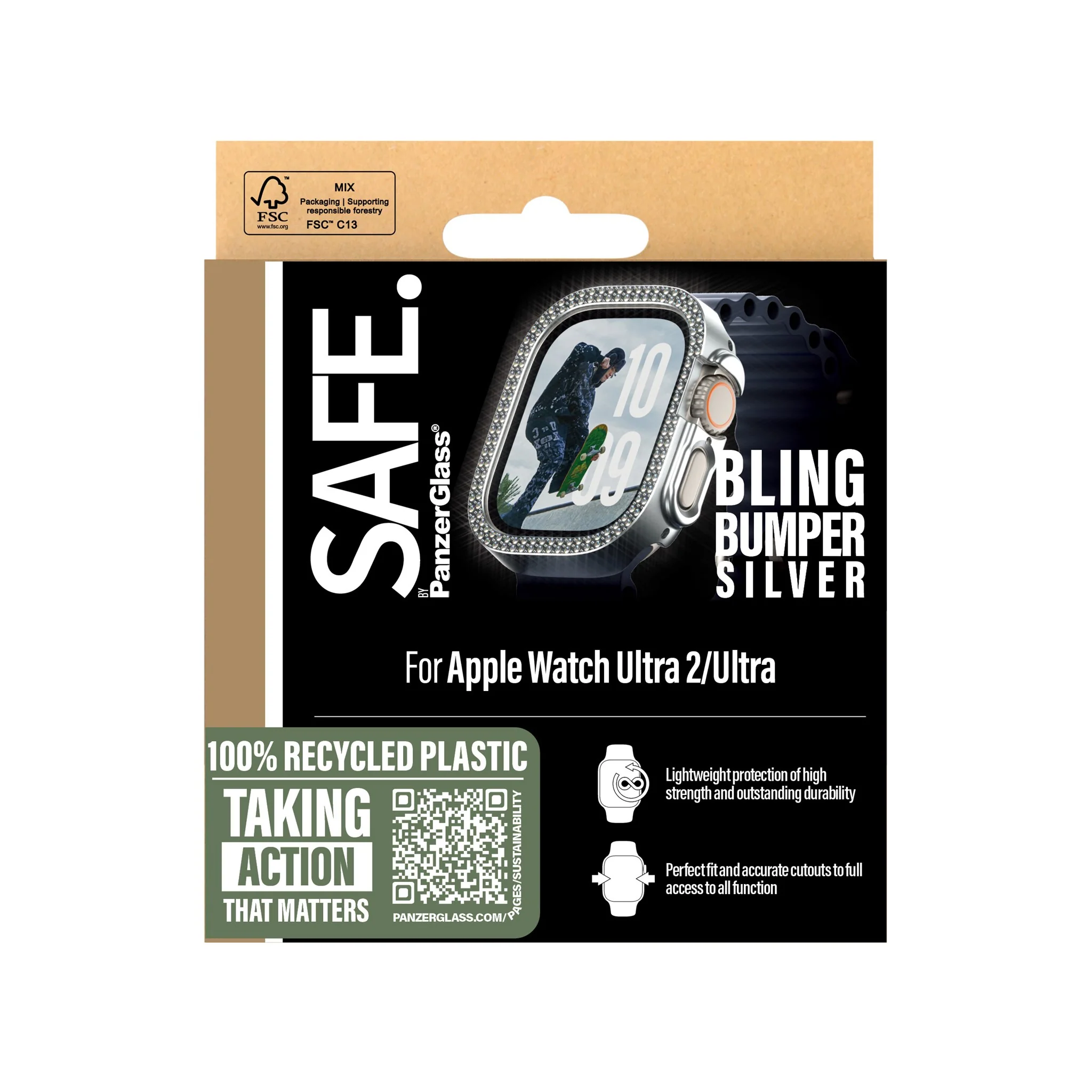 SAFE. by PanzerGlass® Bling Bumper Silver Apple Watch Ultra 3 | Ultra 2 | Ultra | 49mm - Image 3
