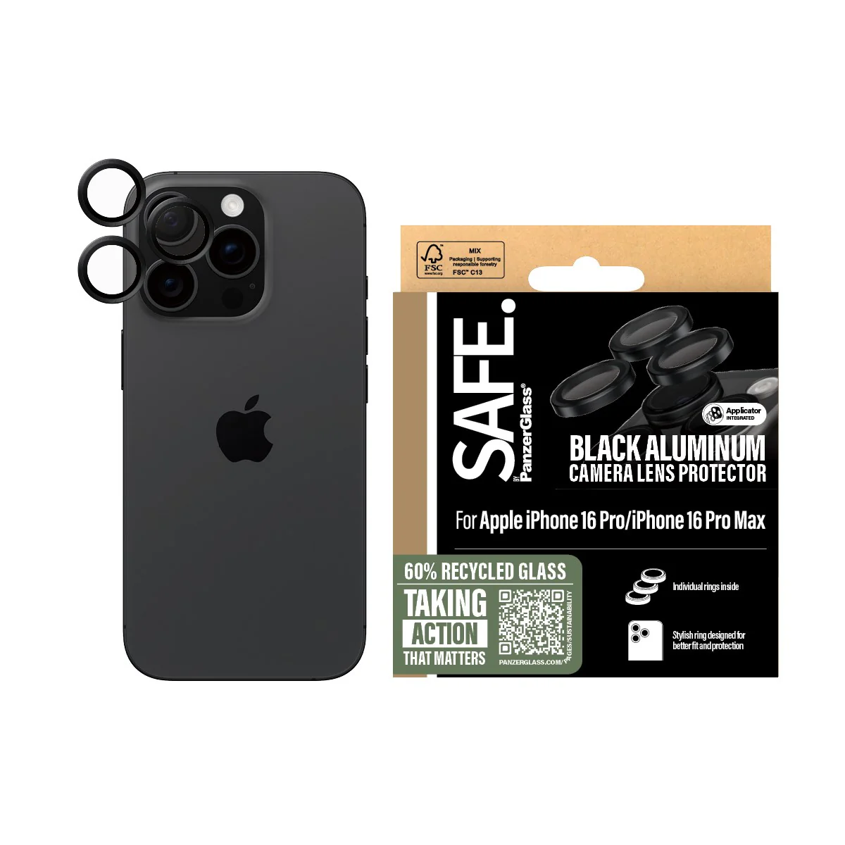 SAFE. by PanzerGlass® Camera Lens Protector Black iPhone iPhone 16 Pro | 16 Pro Max - Image 2
