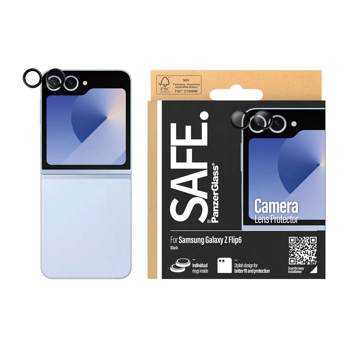 SAFE. by PanzerGlass® Camera Lens Protector Black for Samsung Galaxy Z Flip6 - Image 2