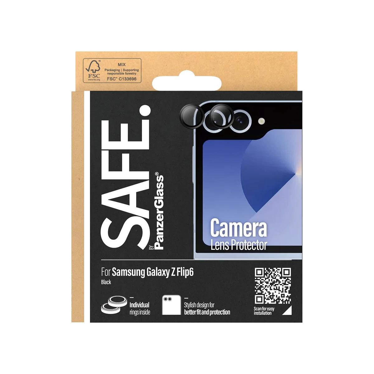 SAFE. by PanzerGlass® Camera Lens Protector Black for Samsung Galaxy Z Flip6 - Image 3