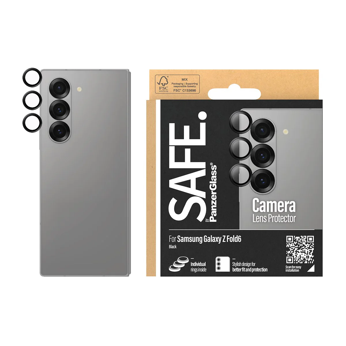 SAFE. by PanzerGlass® Camera Lens Protector Black for Samsung Galaxy Z Fold6 - Image 2