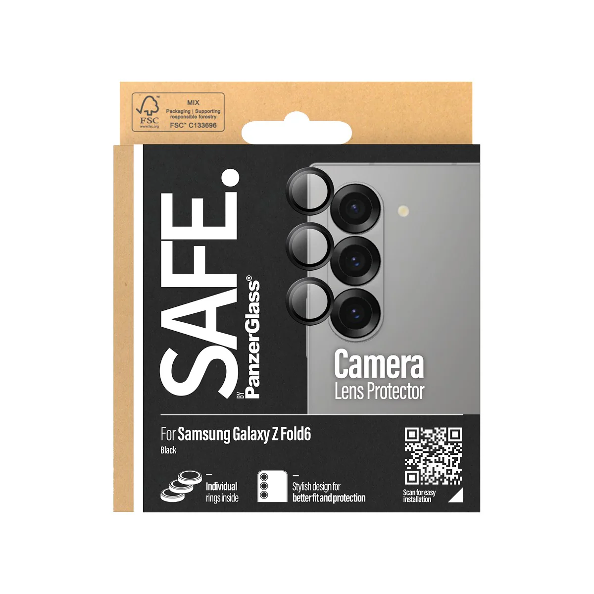 SAFE. by PanzerGlass® Camera Lens Protector Black for Samsung Galaxy Z Fold6 - Image 3