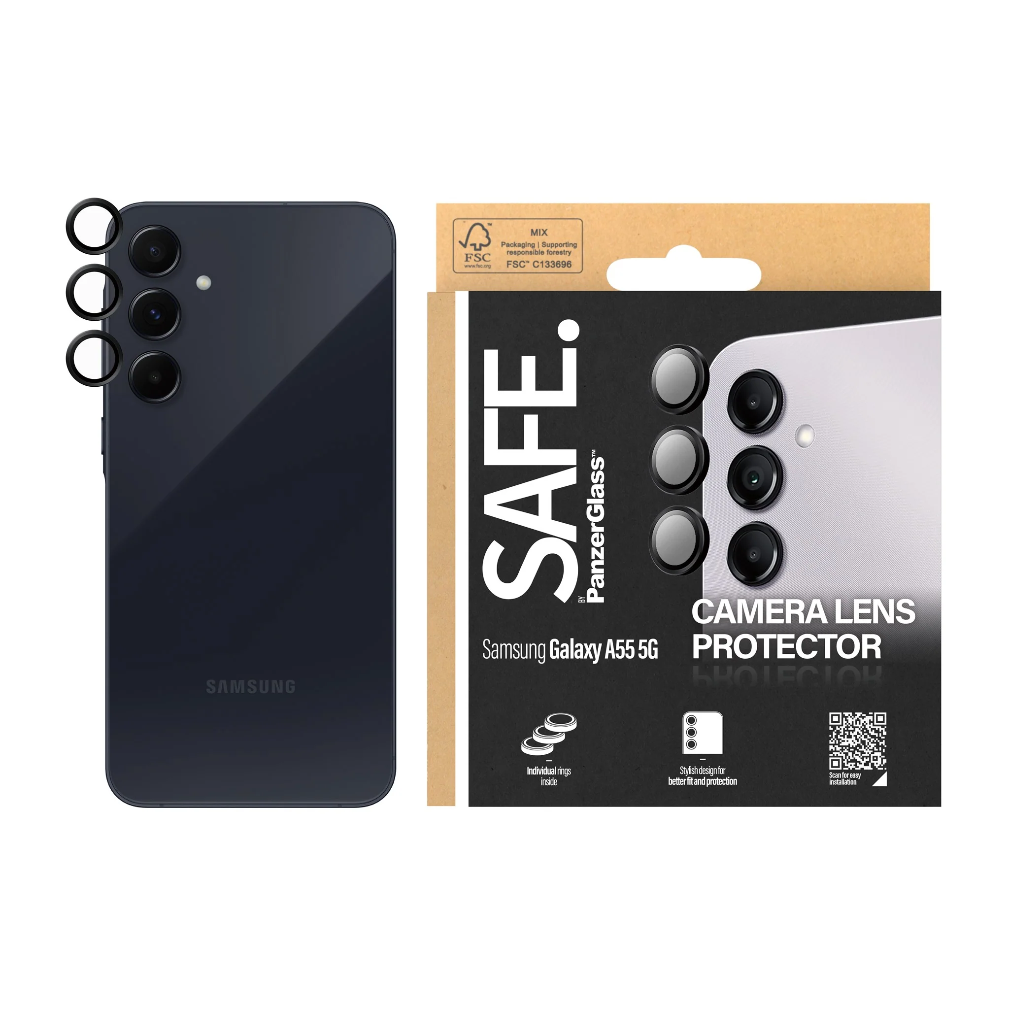 SAFE. by PanzerGlass® Camera Lens Protector Black Samsung Galaxy A55 5G - Image 2