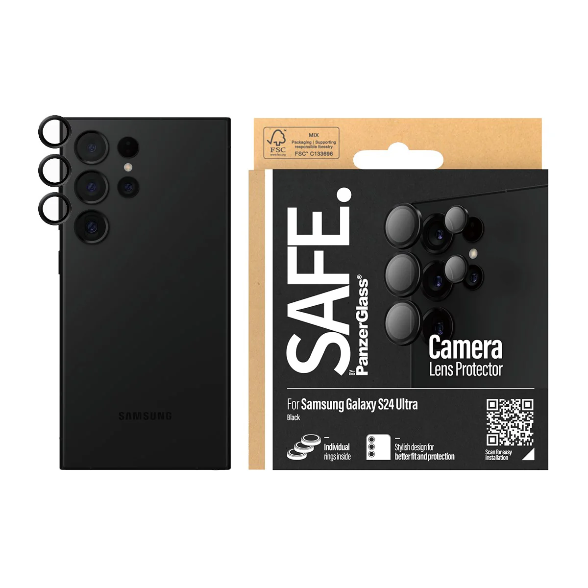 SAFE. by PanzerGlassÂź Camera Lens Protector Black Samsung Galaxy S24 Ultra - Image 2