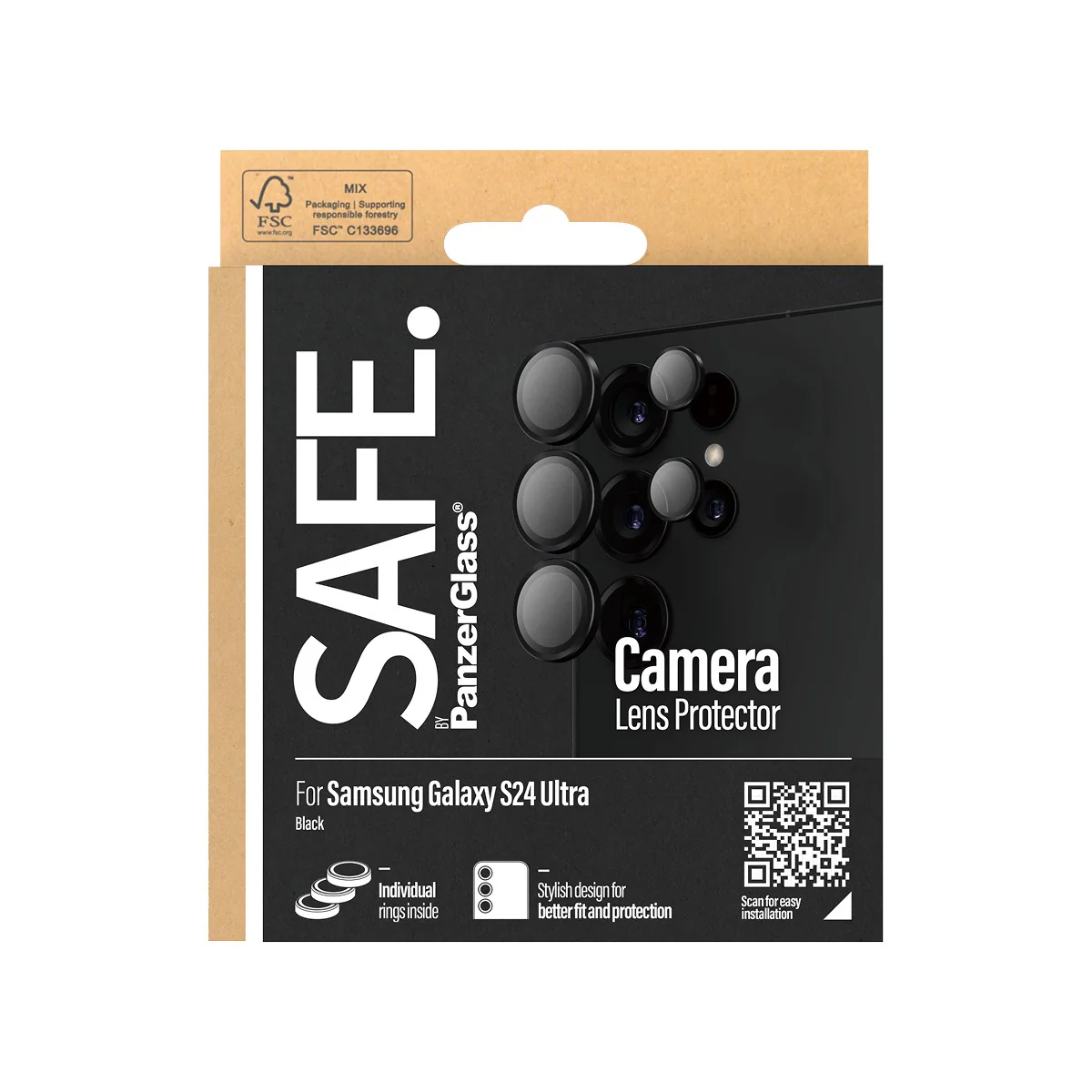 SAFE. by PanzerGlassÂź Camera Lens Protector Black Samsung Galaxy S24 Ultra - Image 3