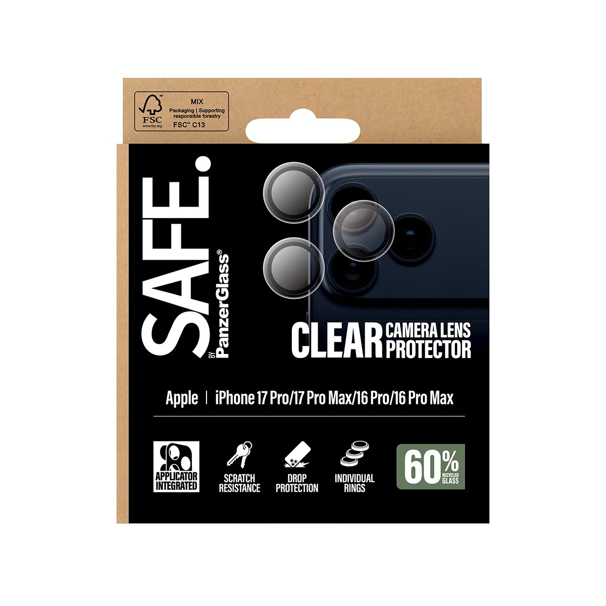 SAFE. by PanzerGlass® Camera Lens Protector Transparent iPhone 17 Pro | iPhone 17 Pro Max | iPhone 16 Pro | 16 Pro Max - Image 3