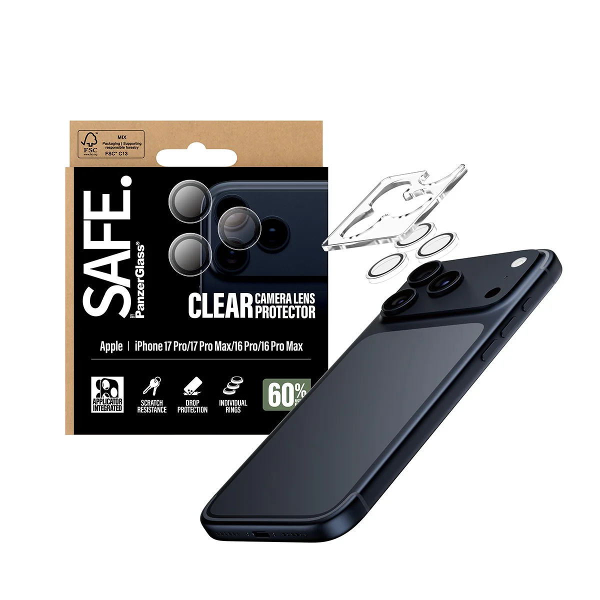 SAFE. by PanzerGlass® Camera Lens Protector Transparent iPhone 17 Pro | iPhone 17 Pro Max | iPhone 16 Pro | 16 Pro Max - Image 5