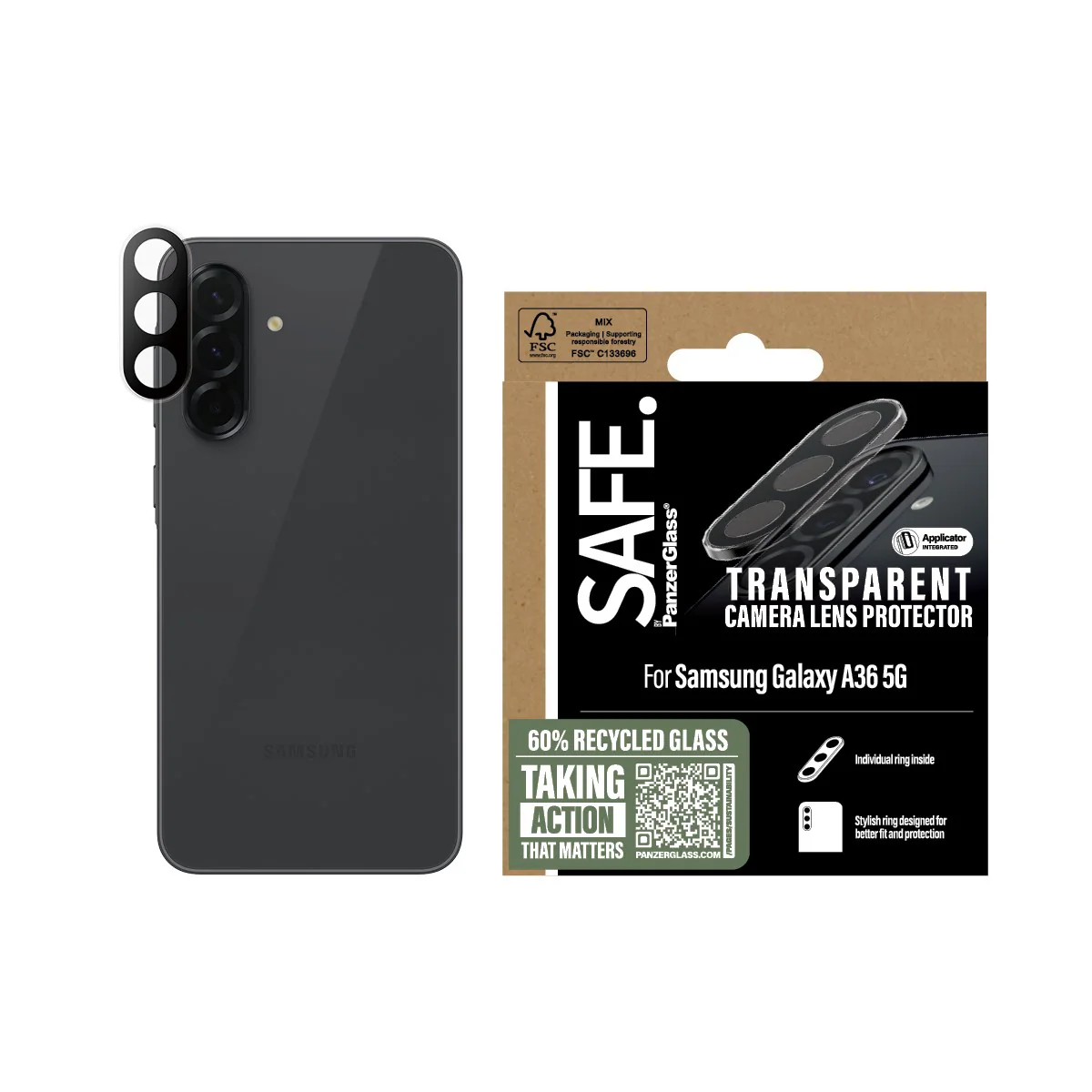 SAFE. by PanzerGlass® Camera Lens Protector Transparent Samsung Galaxy A36 5G - Image 2