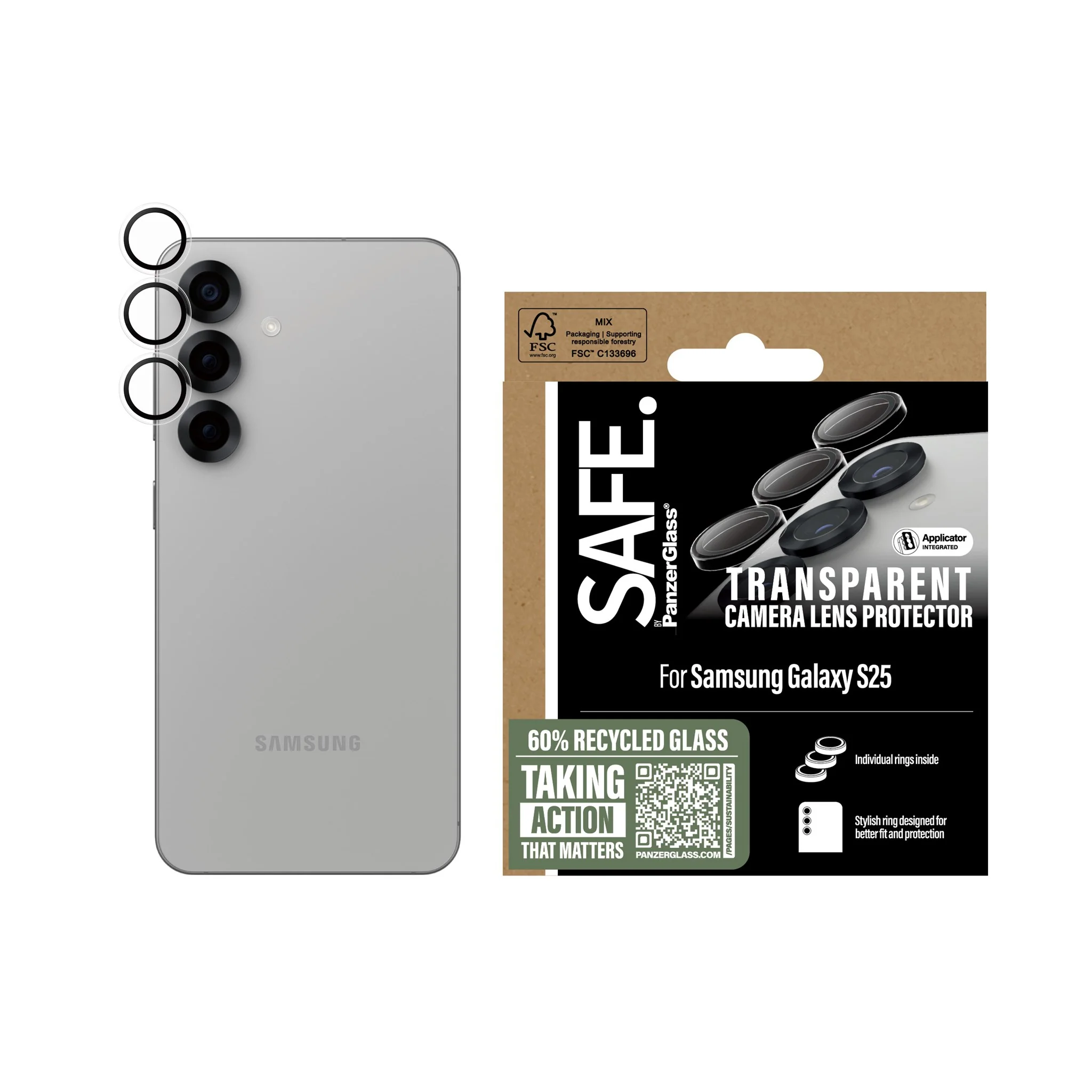 SAFE. by PanzerGlass® Camera Lens Protector Transparent Samsung Galaxy S25 - Image 2