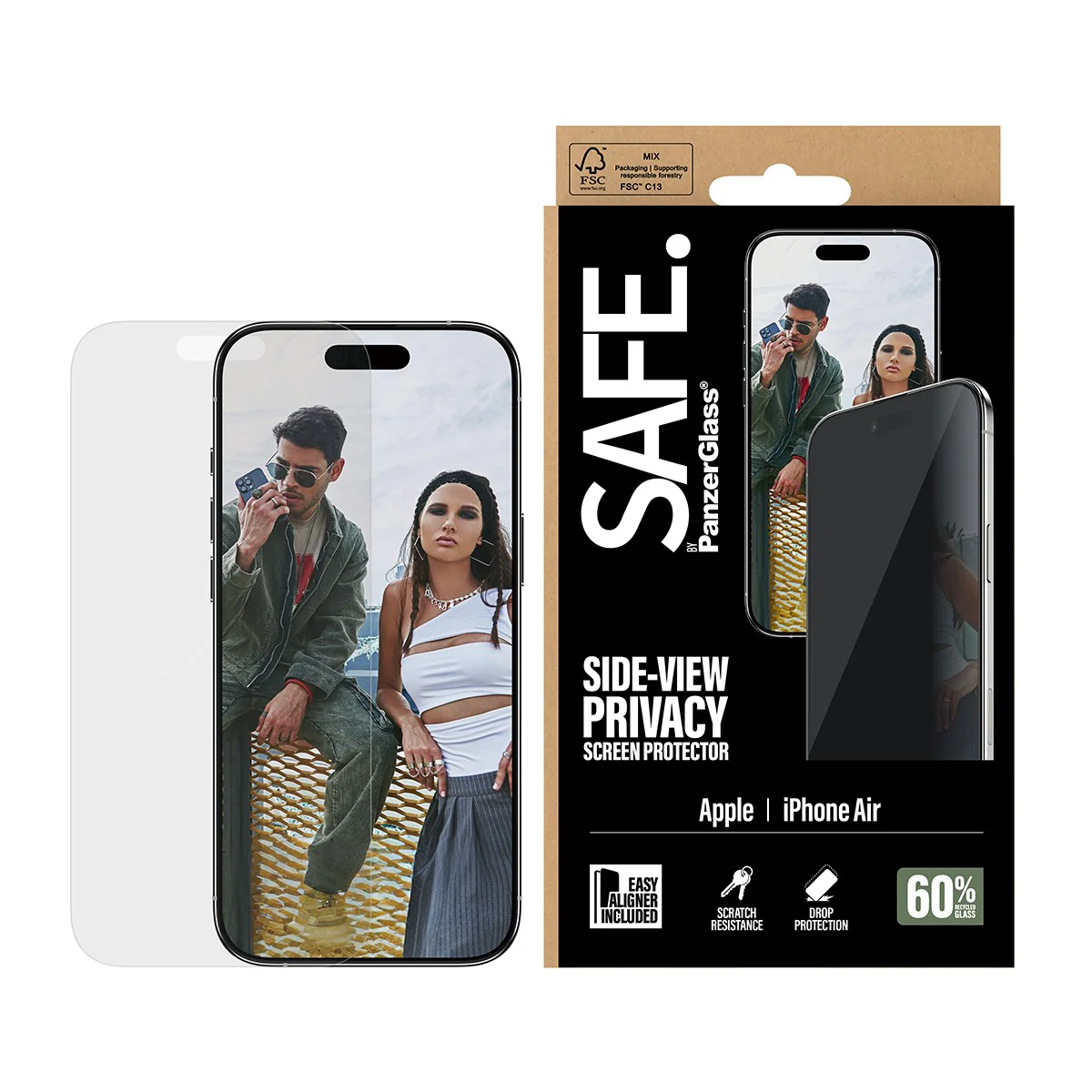 SAFE. by PanzerGlass® 2-Way Privacy Screen Protector iPhone Air | Ultra-Wide Fit w. EasyAligner - Image 2