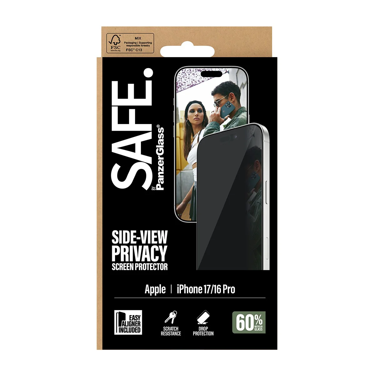 SAFE. by PanzerGlass® 2-Way Privacy Screen Protector iPhone 17 | iPhone 16 Pro | Ultra-Wide Fit w. EasyAligner - Image 3