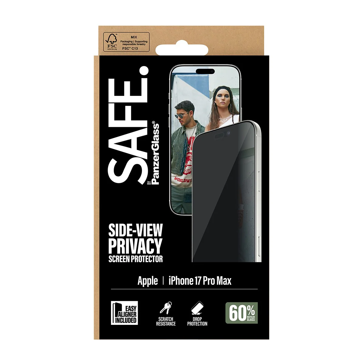 SAFE. by PanzerGlassĀ® 2-Way Privacy Screen Protector iPhone 17 Pro Max | Ultra-Wide Fit w. EasyAligner - Image 3