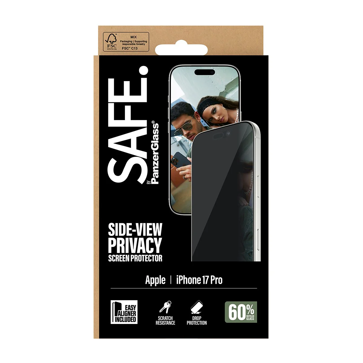 SAFE. by PanzerGlassĀ® 2-Way Privacy Screen Protector iPhone 17 Pro | Ultra-Wide Fit w. EasyAligner - Image 3