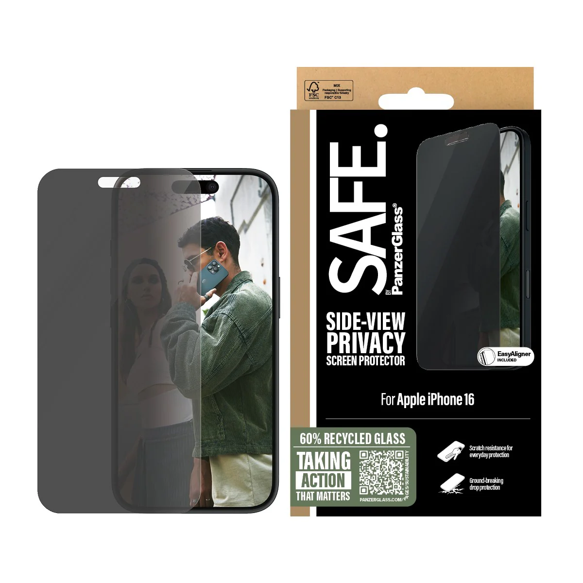 SAFE. by PanzerGlassÂź 2-Way Privacy Screen Protector iPhone 16 | 15 | Ultra-Wide Fit - Image 2
