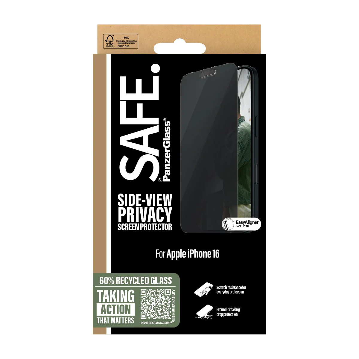 SAFE. by PanzerGlassÂź 2-Way Privacy Screen Protector iPhone 16 | 15 | Ultra-Wide Fit - Image 3