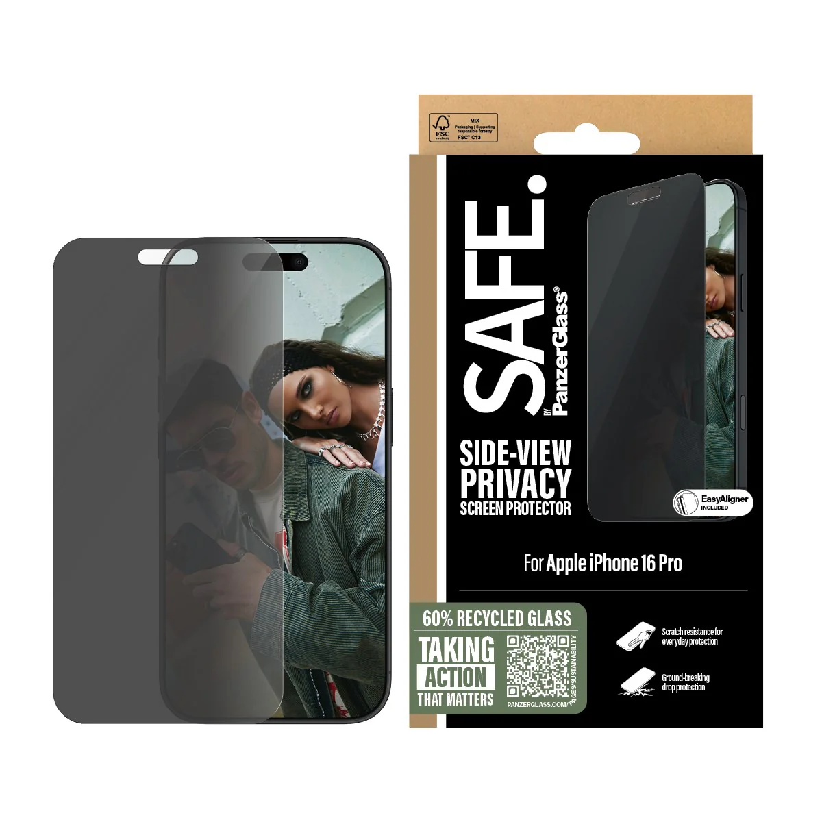 SAFE. by PanzerGlassÂź 2-Way Privacy Screen Protector iPhone 16 Pro | Ultra-Wide Fit - Image 2