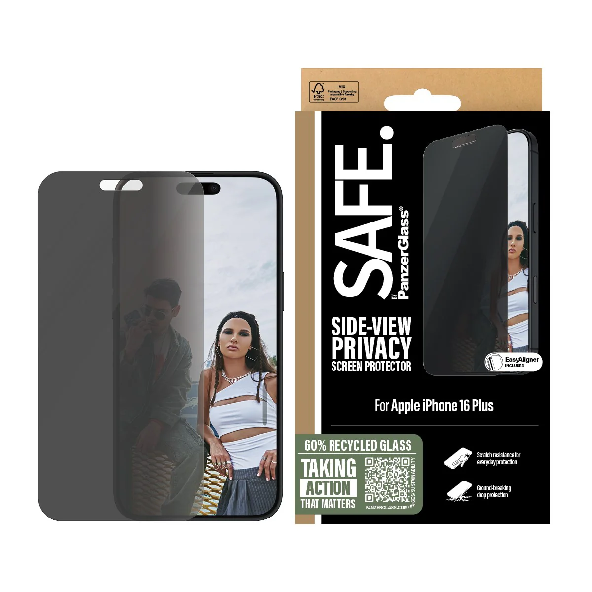 SAFE. by PanzerGlass® 2-Way Privacy Screen Protector iPhone 16 Plus | 15 Plus | Ultra-Wide Fit - Image 2