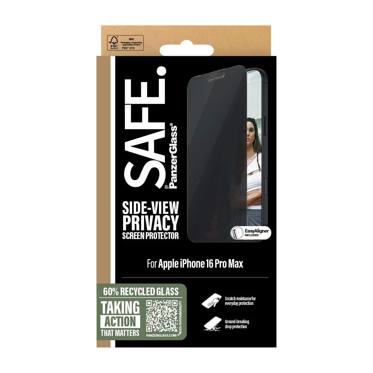 SAFE. by PanzerGlassÂź 2-Way Privacy Screen Protector iPhone 16 Pro Max | Ultra-Wide Fit - Image 3